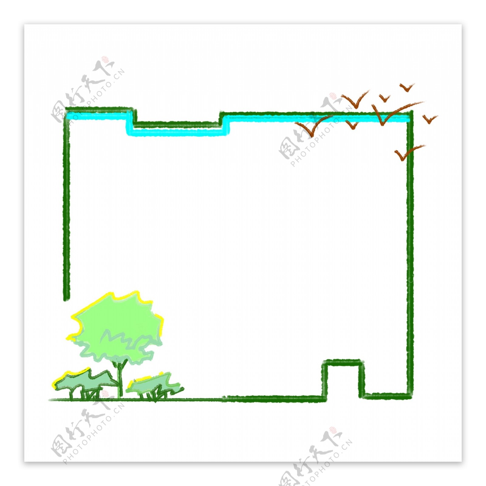 树木装饰绿色边框