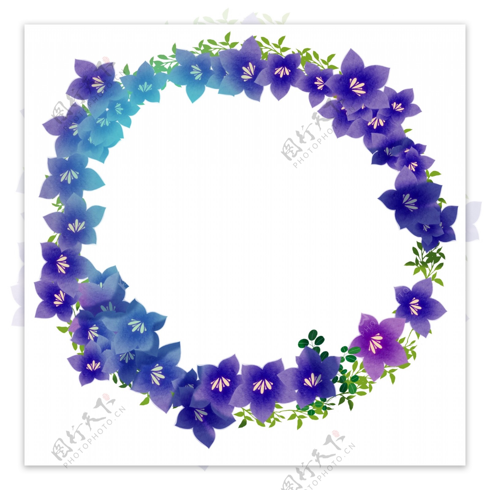 紫色花环边框插画