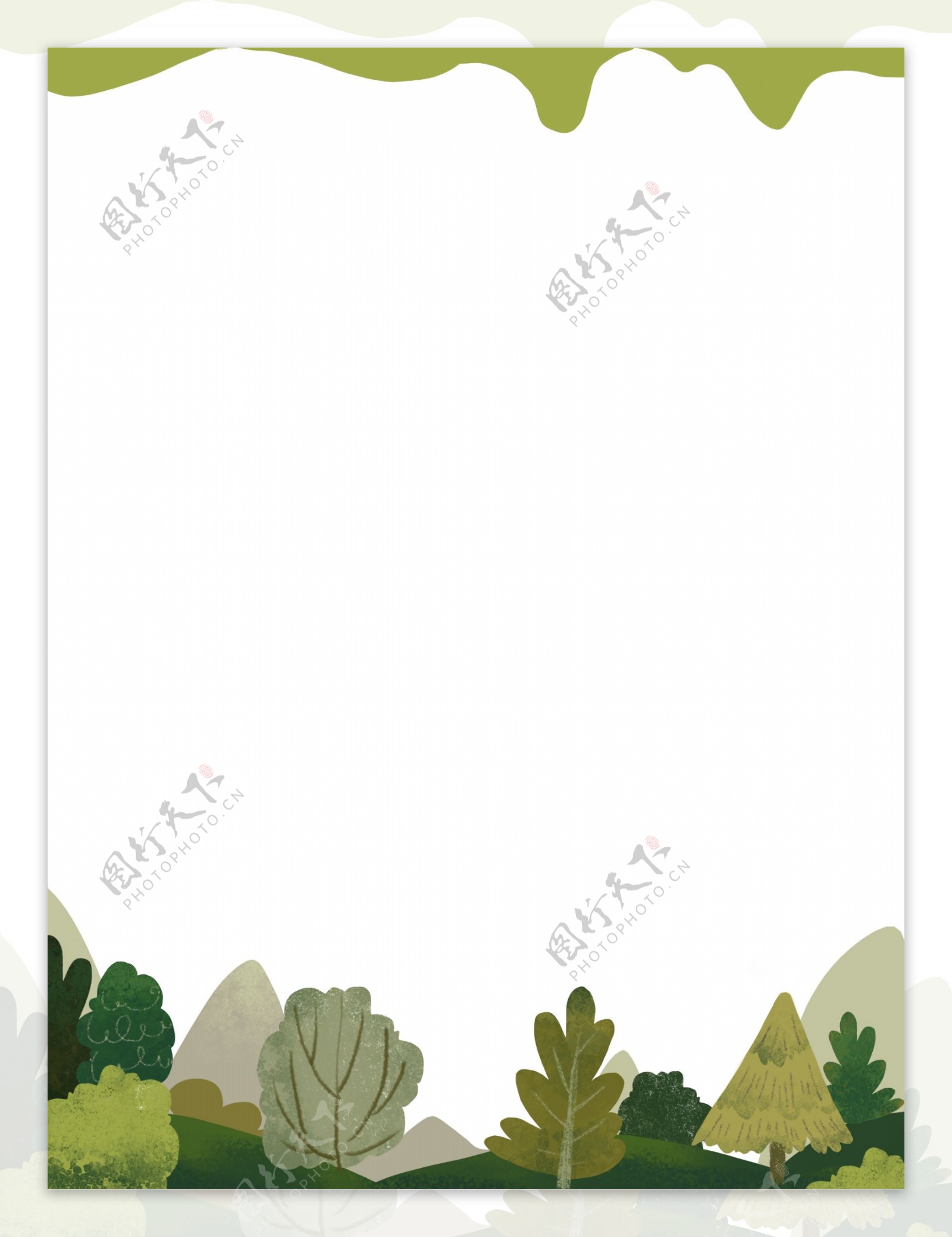 装饰边框春天树木植物PNG