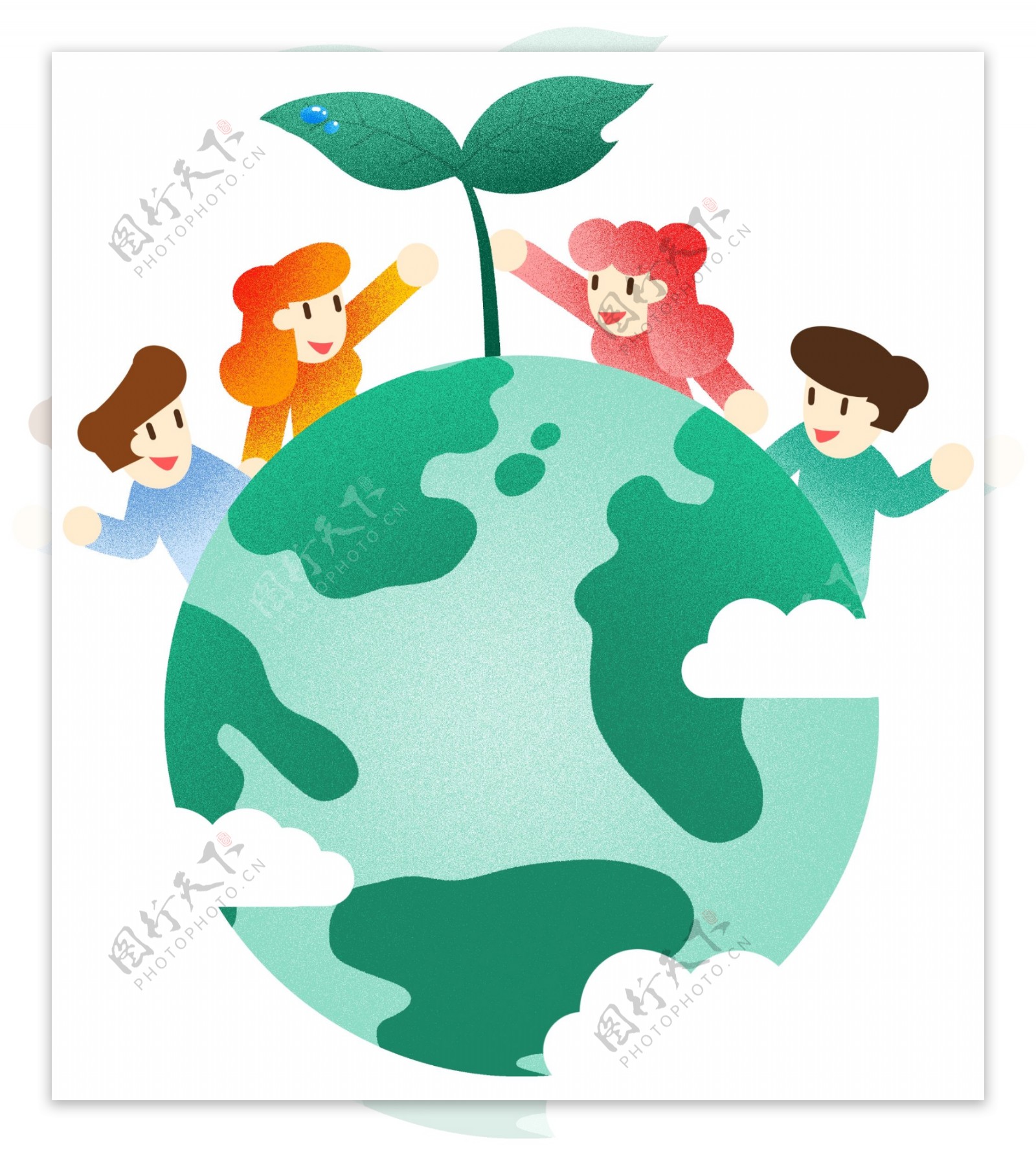 世界地球日小树苗插画