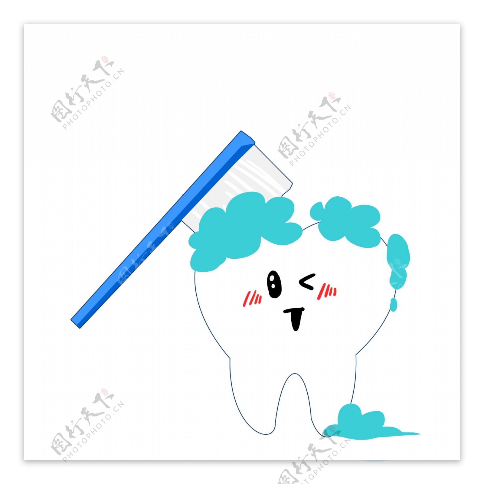 白色牙齿蓝色牙刷