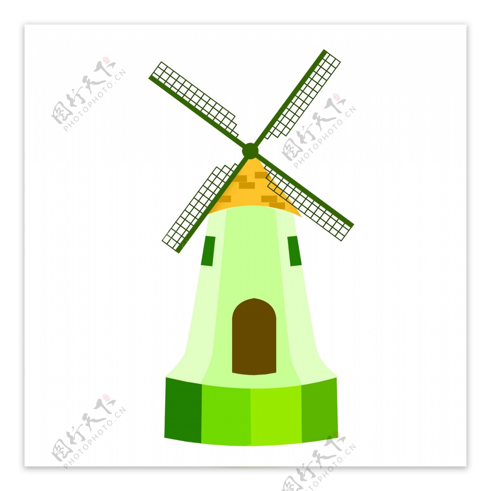田园风车彩糖果色手绘卡通欧洲建筑广告素材