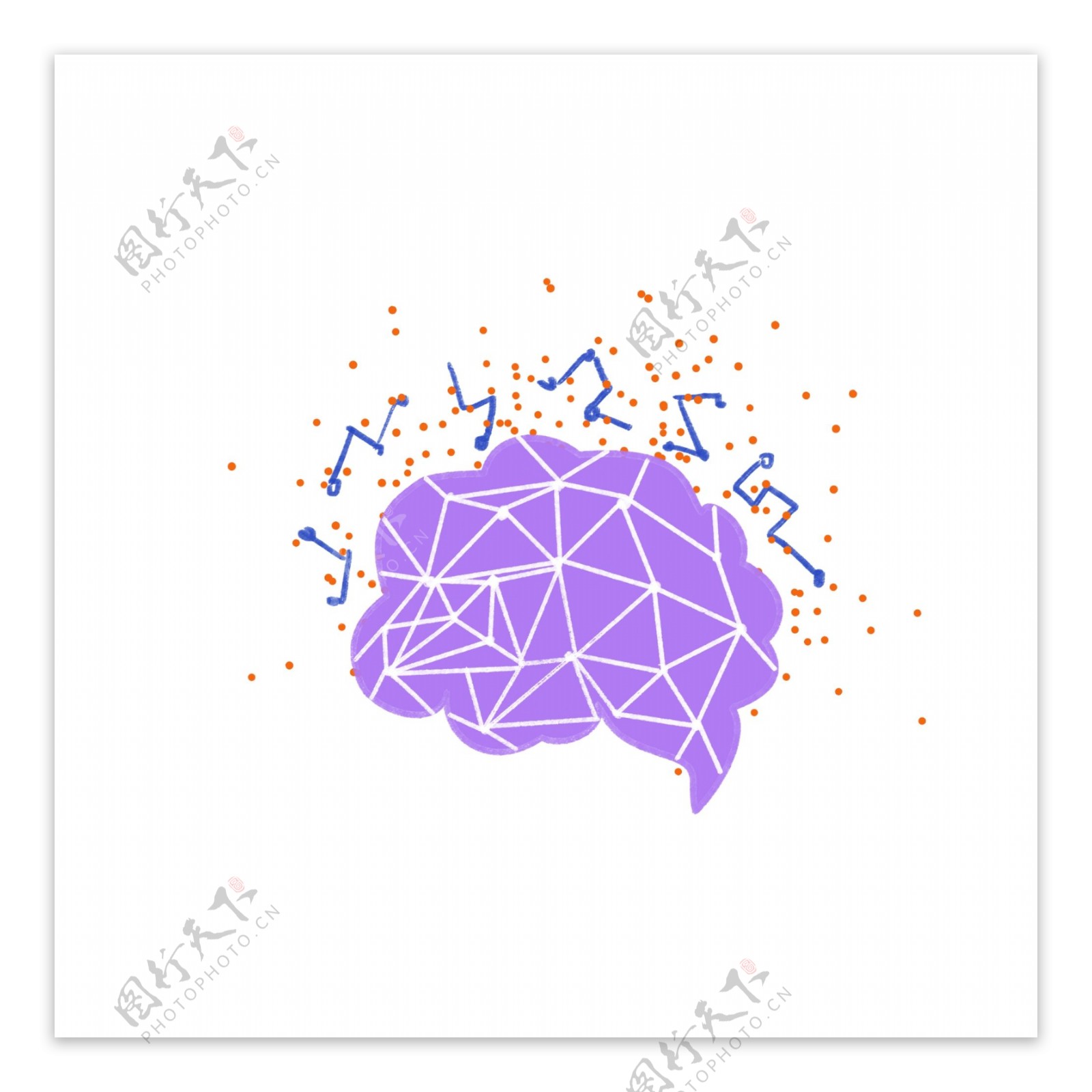 星座紫色大脑插图