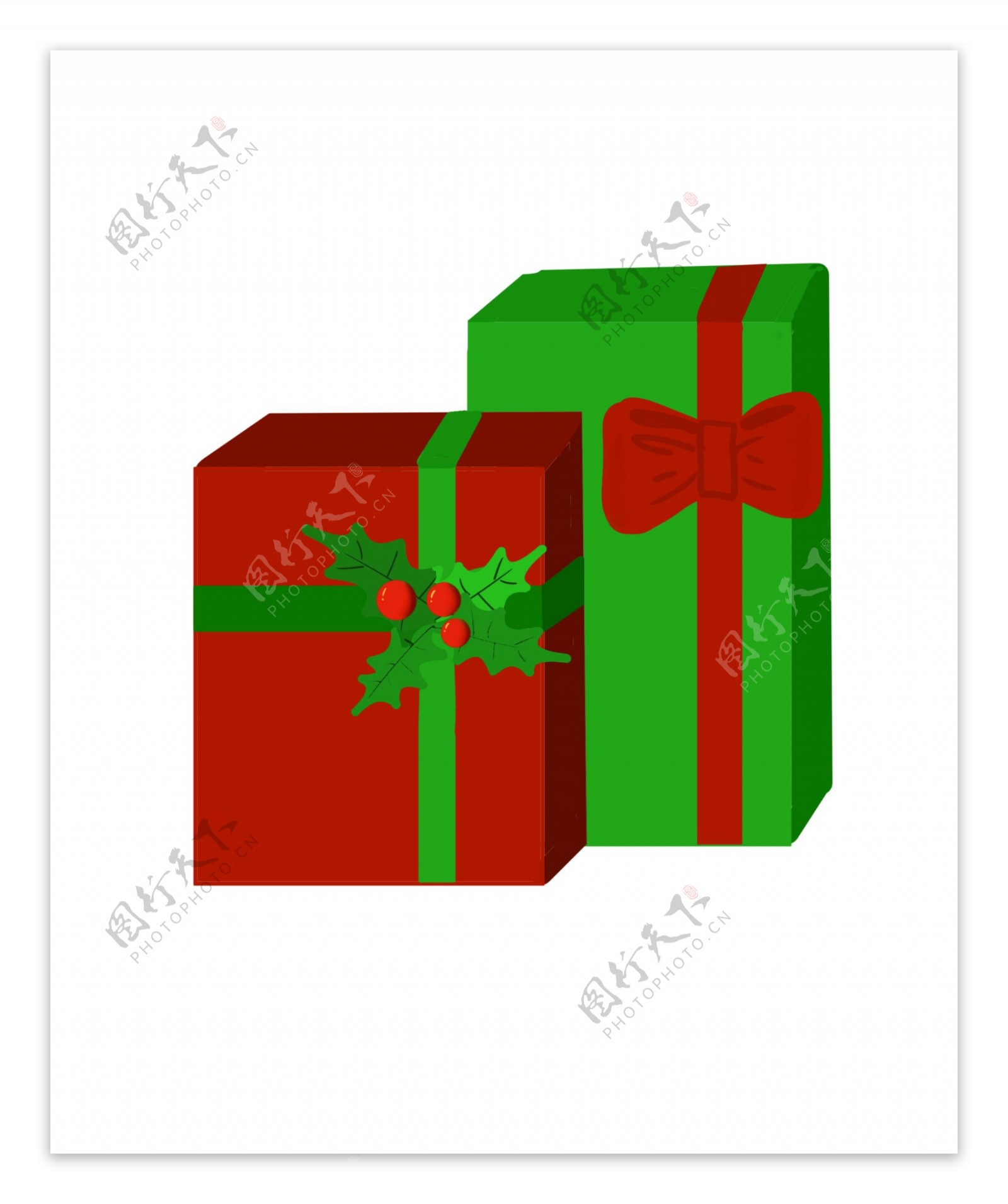圣诞节礼物盒红色绿色可爱圣诞礼物