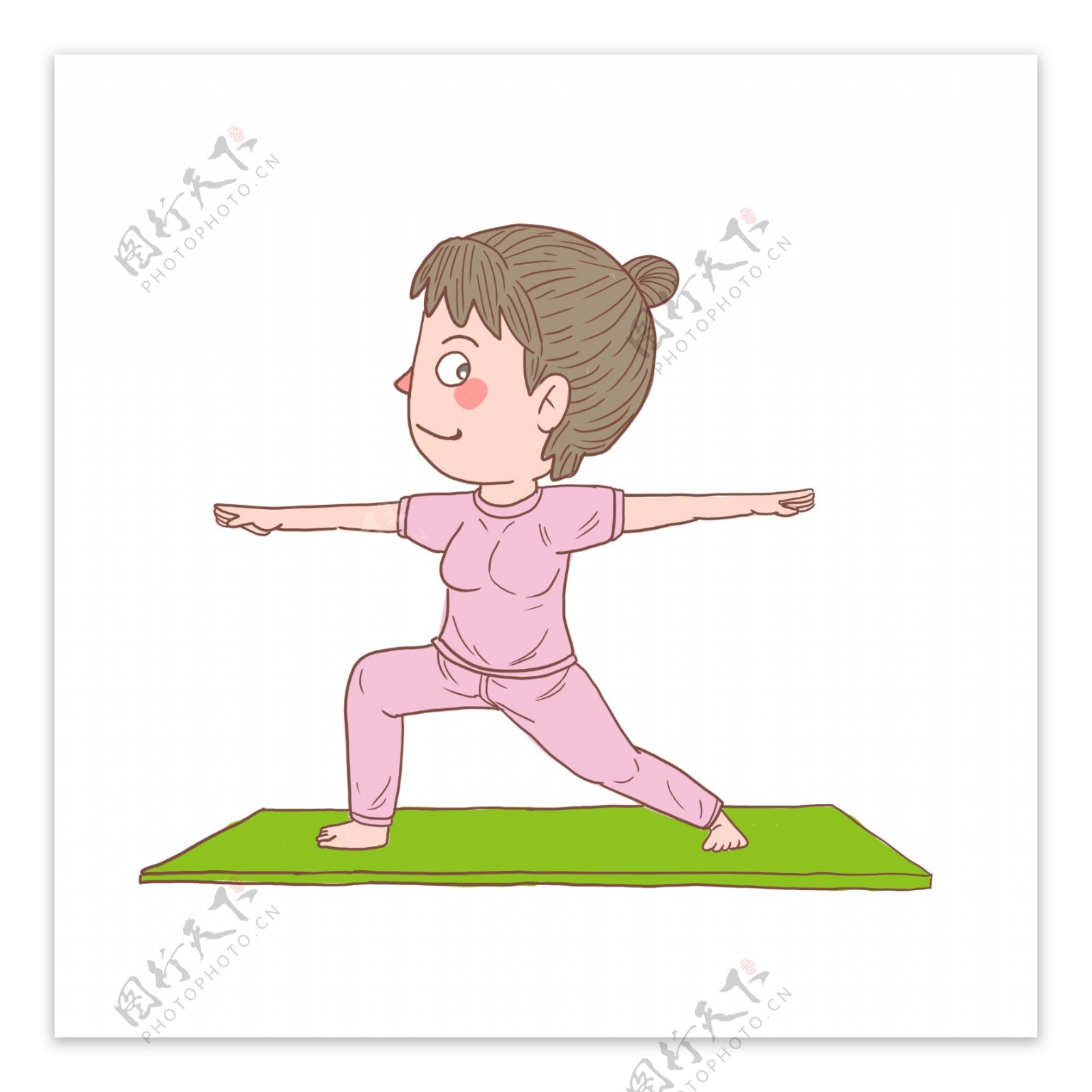 卡通手绘人物瑜伽女孩