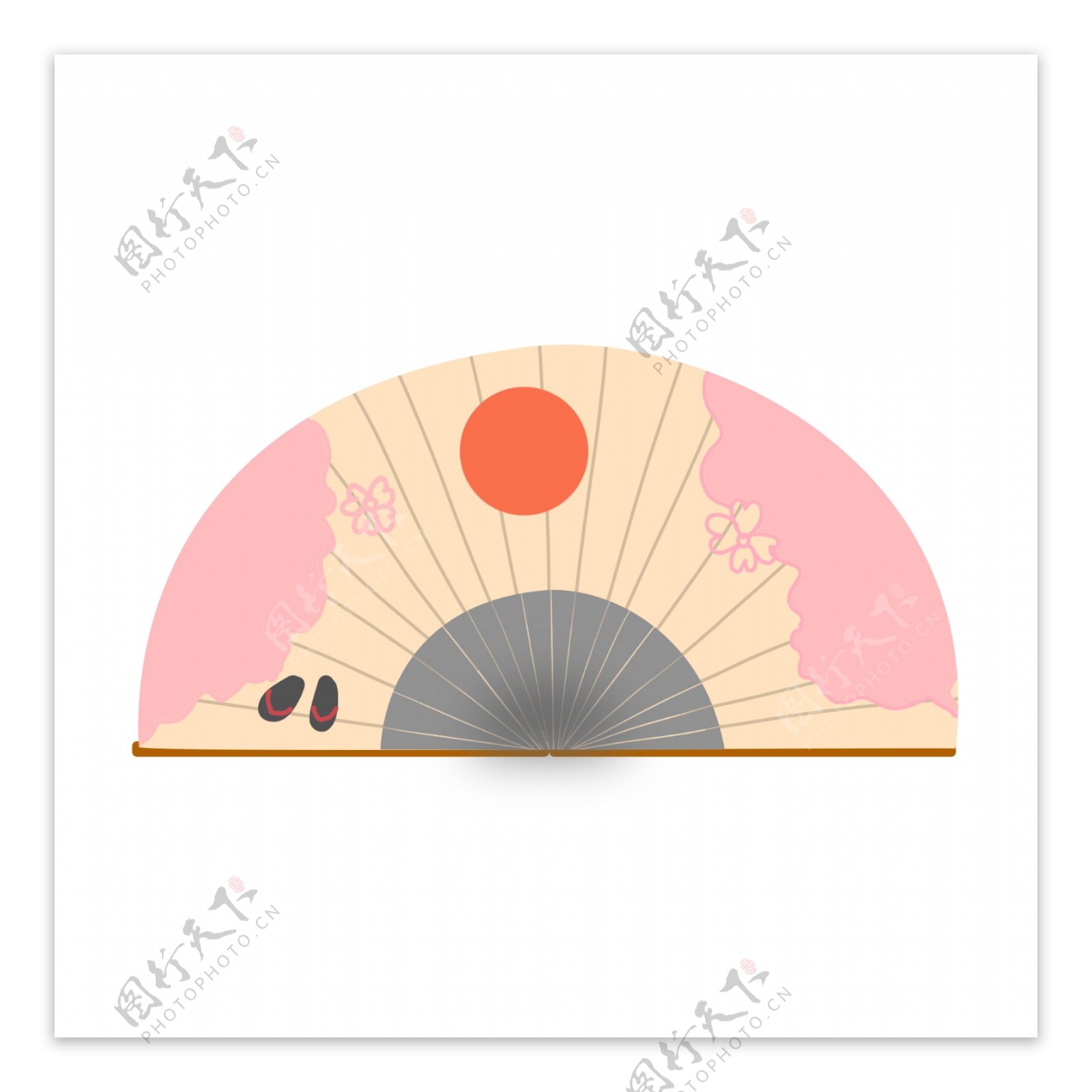 日式粉色折扇插画