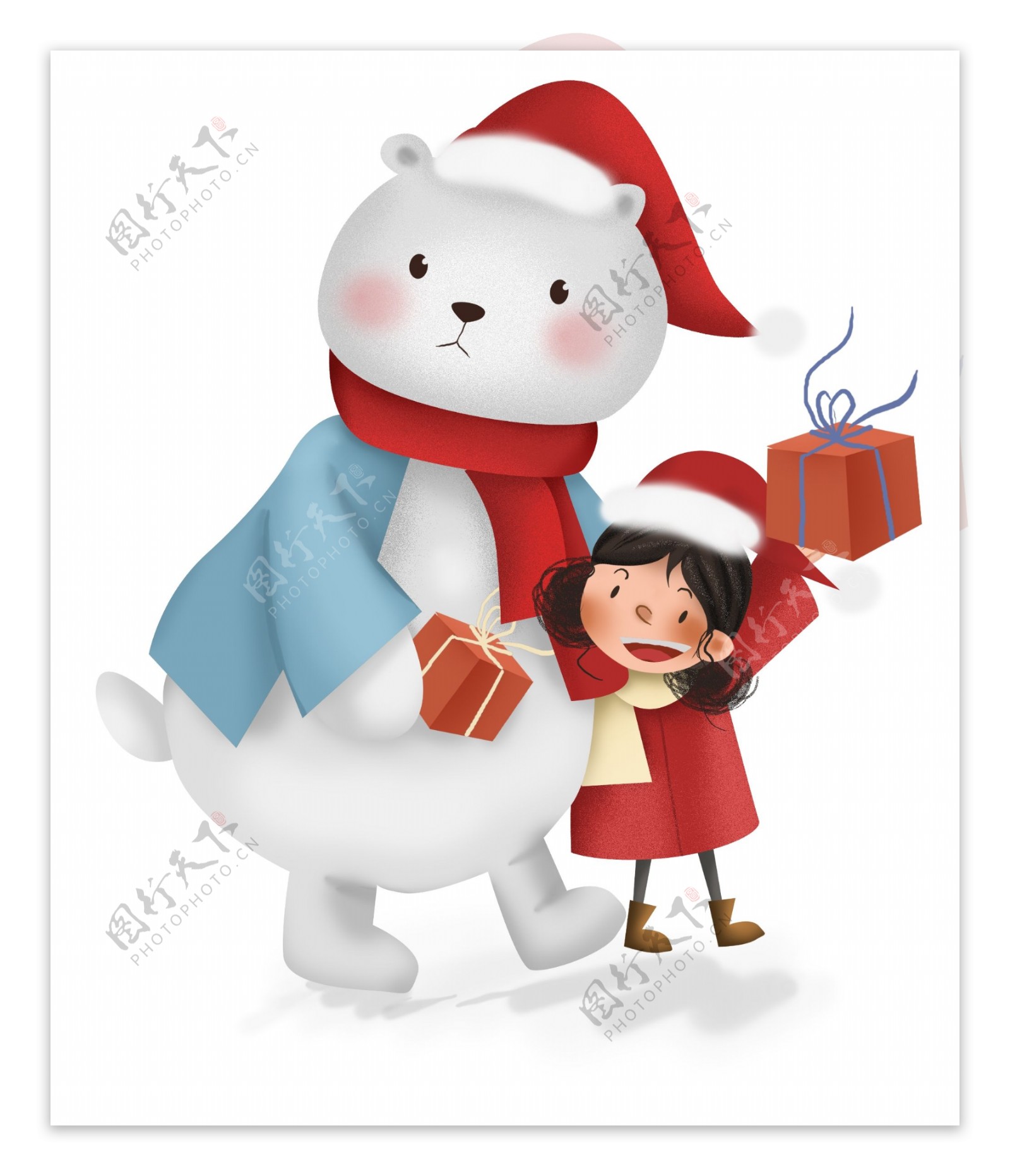圣诞节小熊和女孩