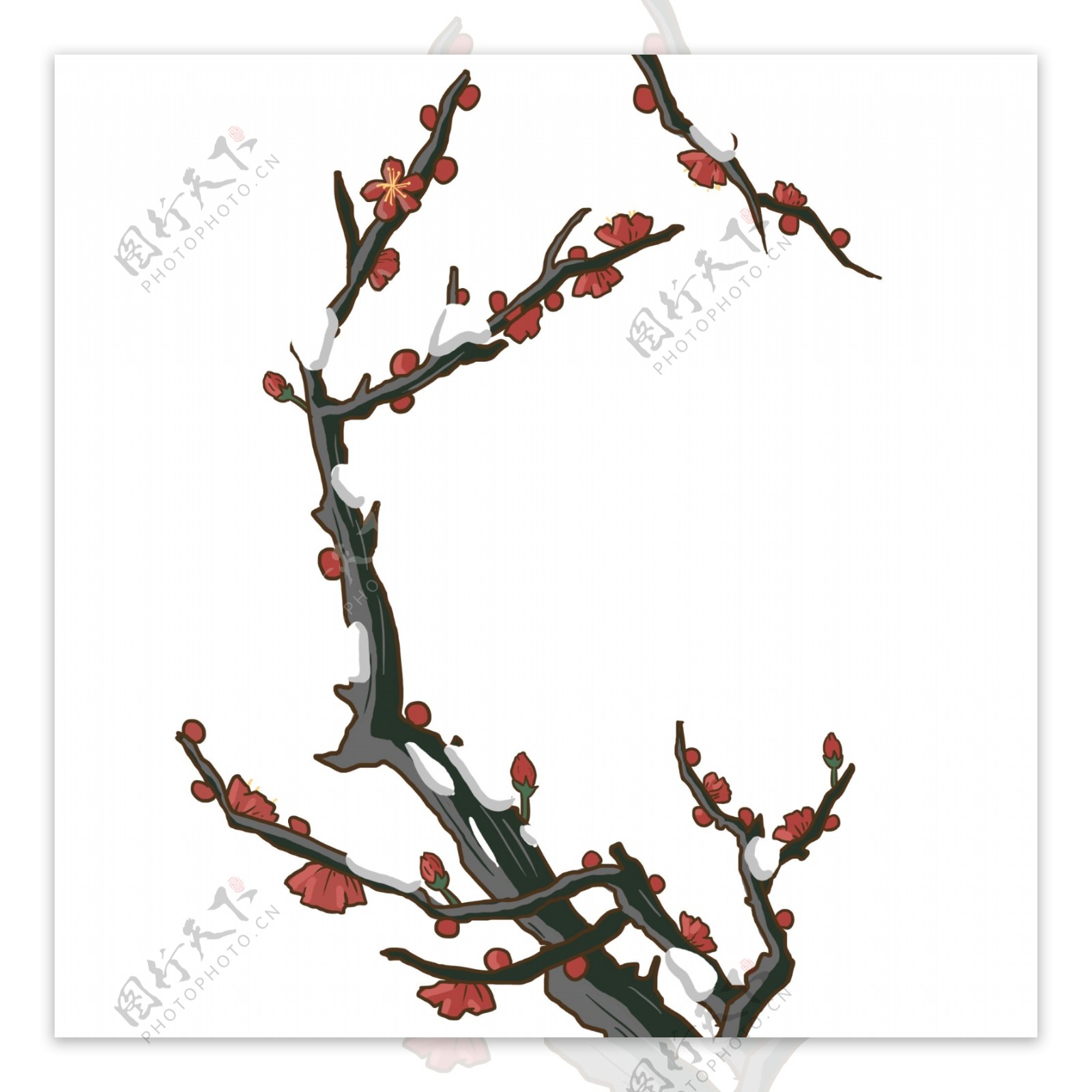 手描きの赤い梅の枝イラストフリー素材透過、PNG画像、ベクトル、PSDと無料ダウンロード| Pngtree