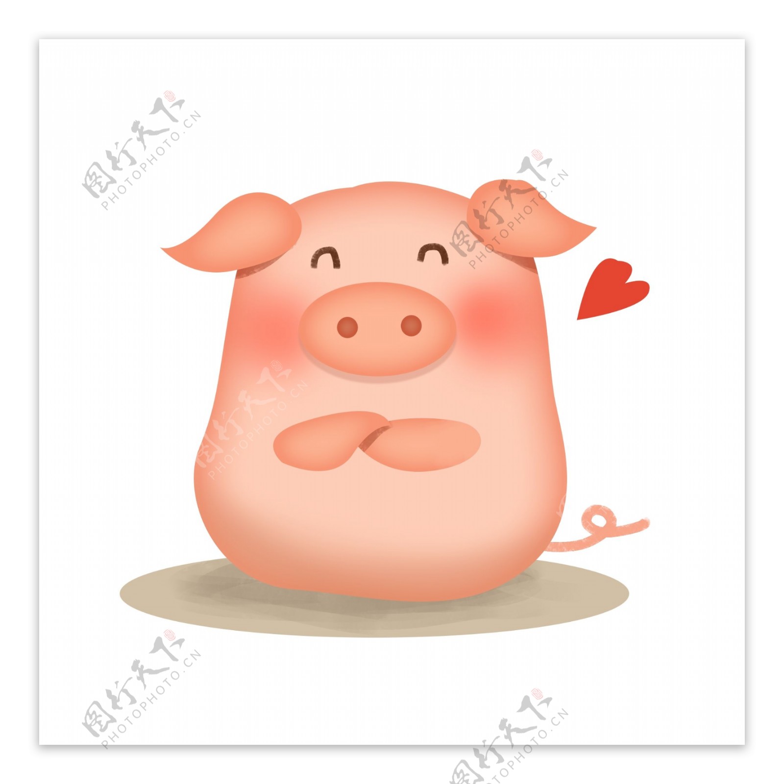 手绘猪年可爱小猪插画