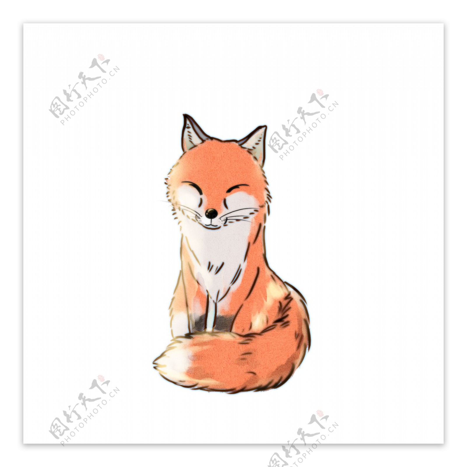 手绘水彩绘本卡通狐狸