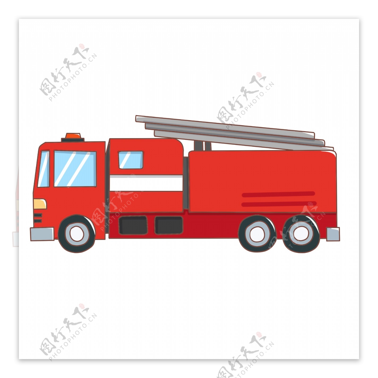 卡通消防的大卡车插画