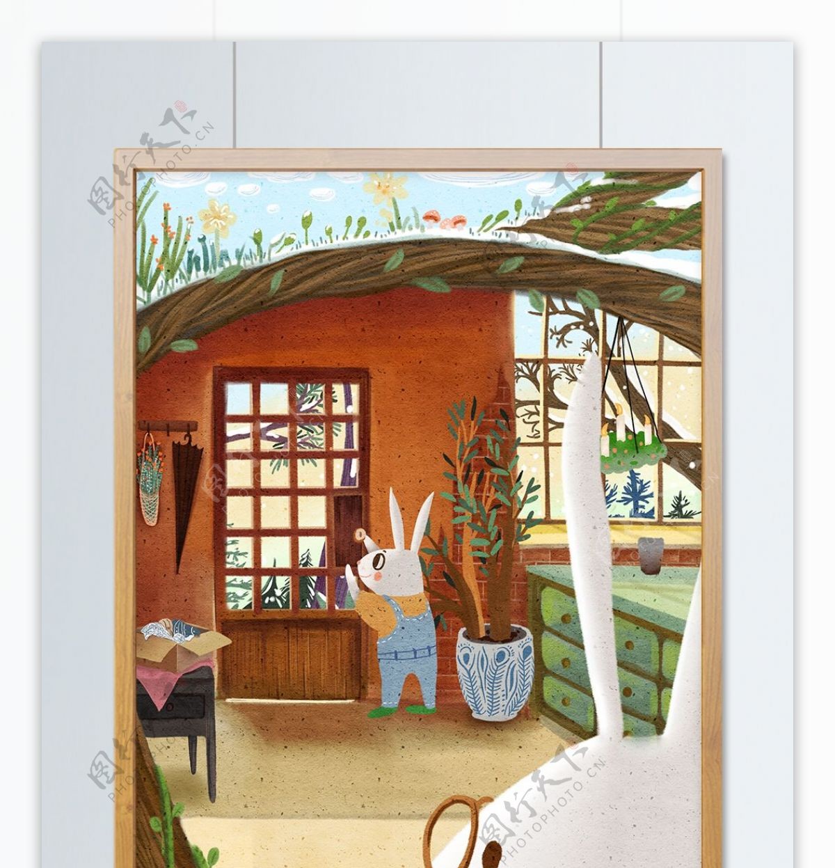 兔子之家插画可爱童话