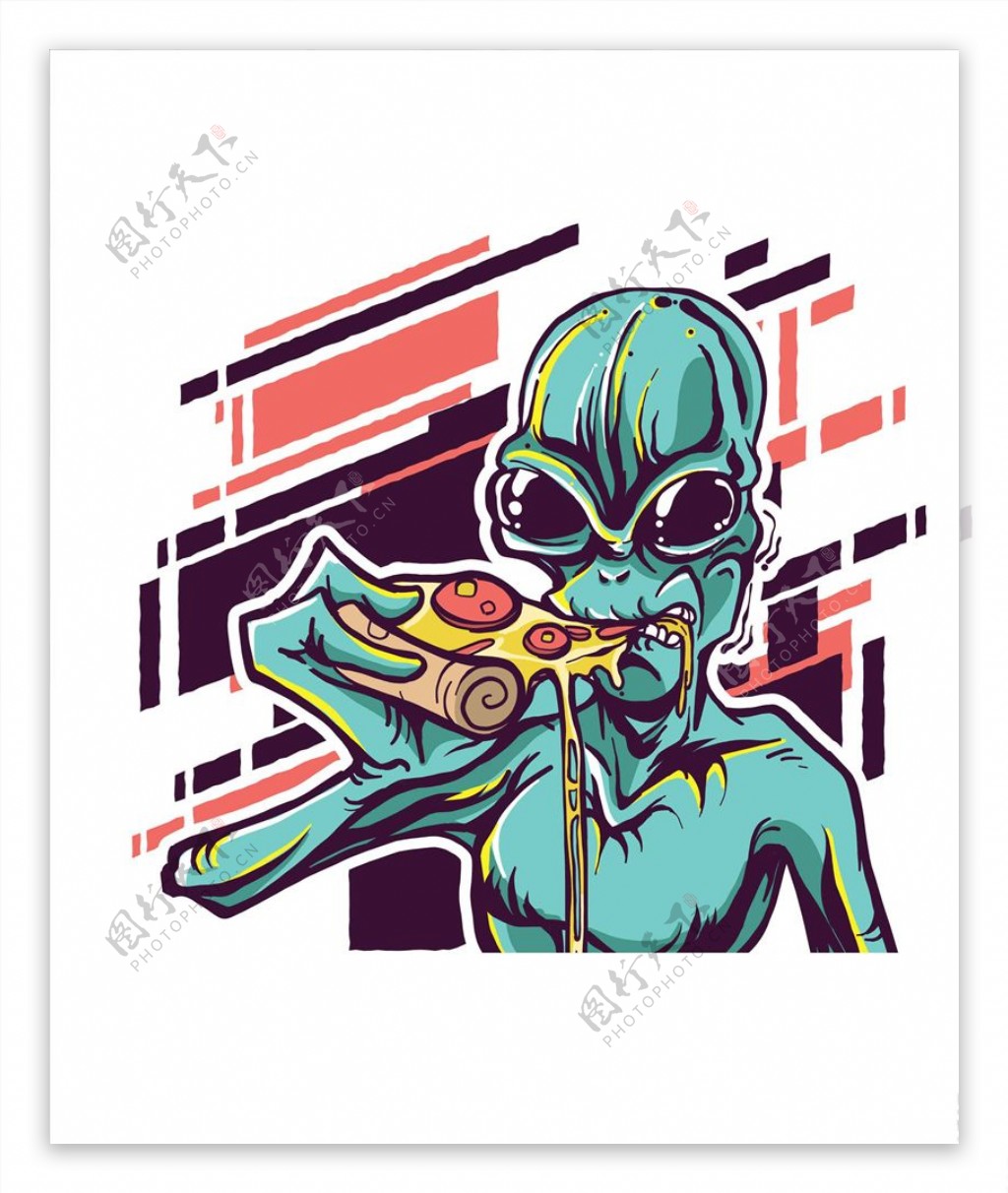 外星人吃披萨