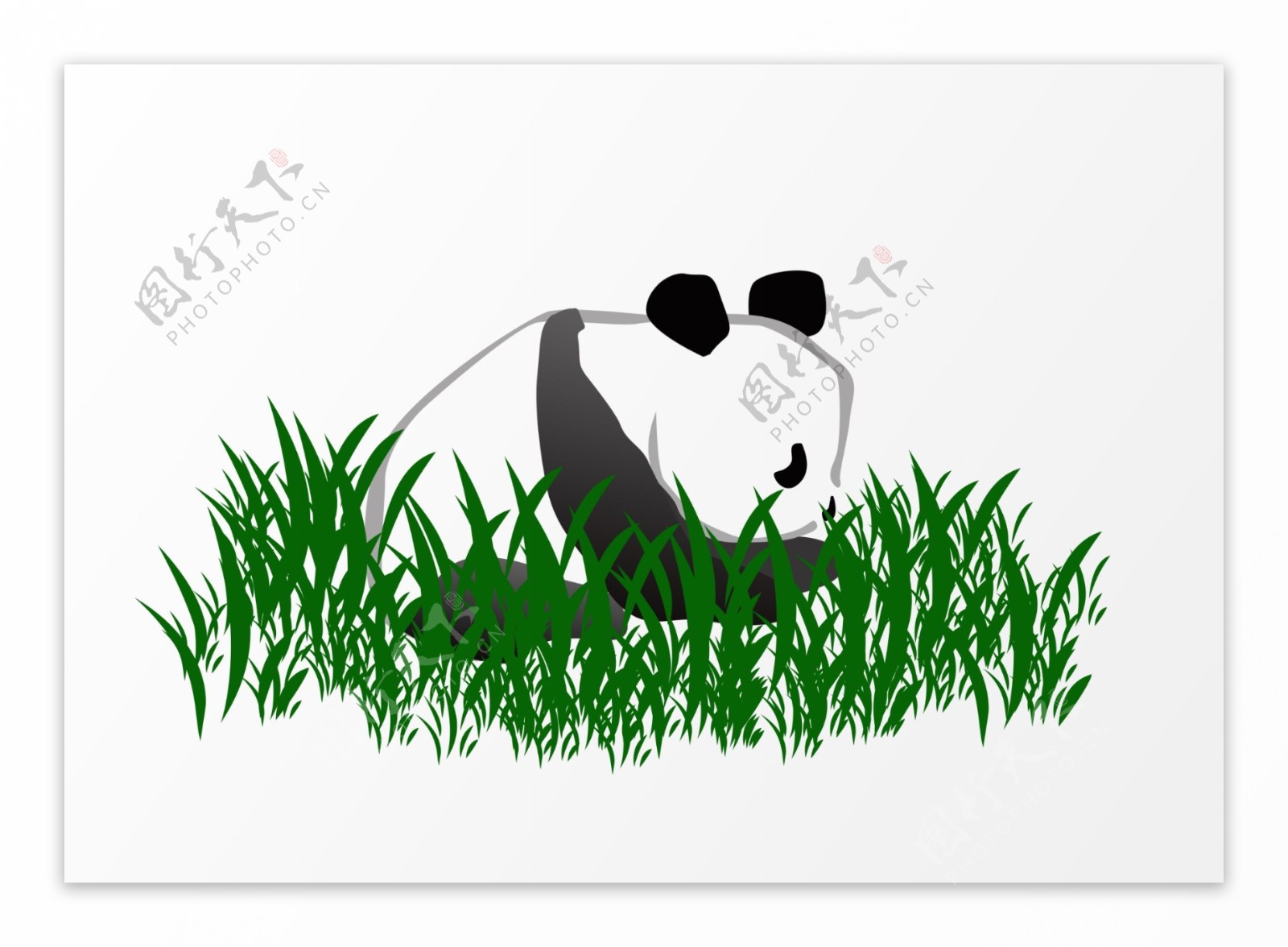 草地国宝大熊猫卡通元素
