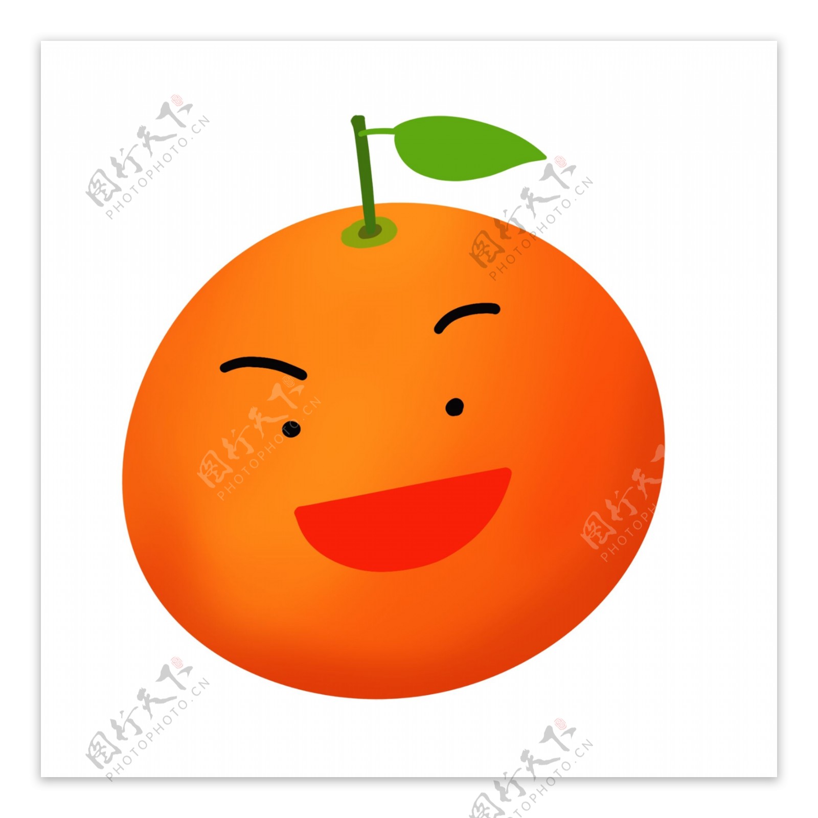 手绘卡通水果可爱笑脸橙子