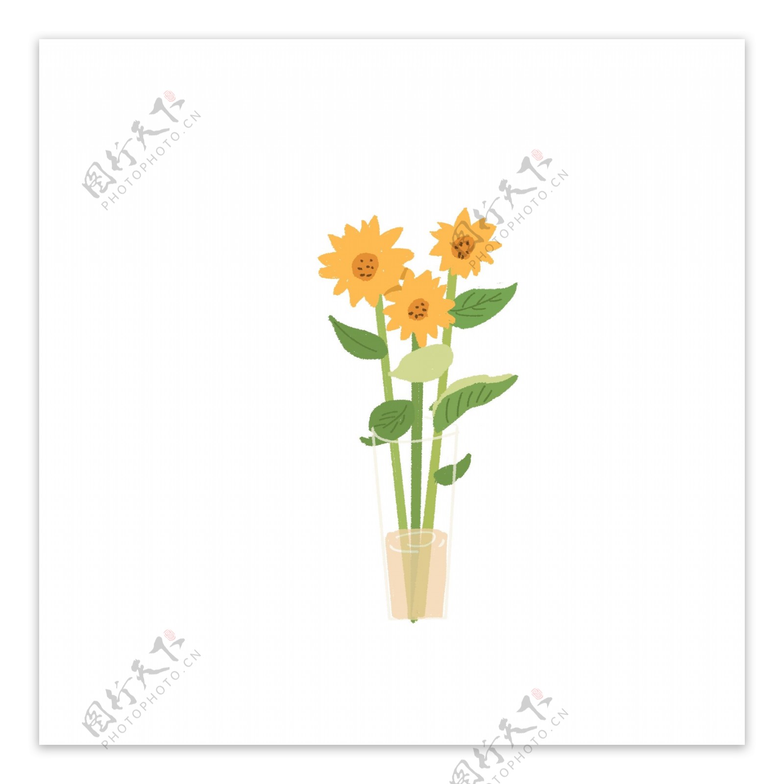 小清新向日葵和花瓶设计