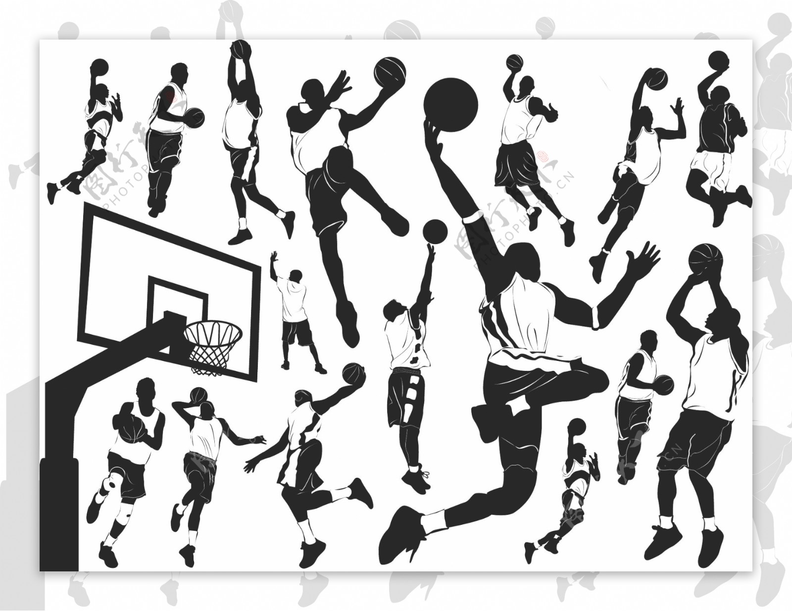 篮球矢量素材剪影