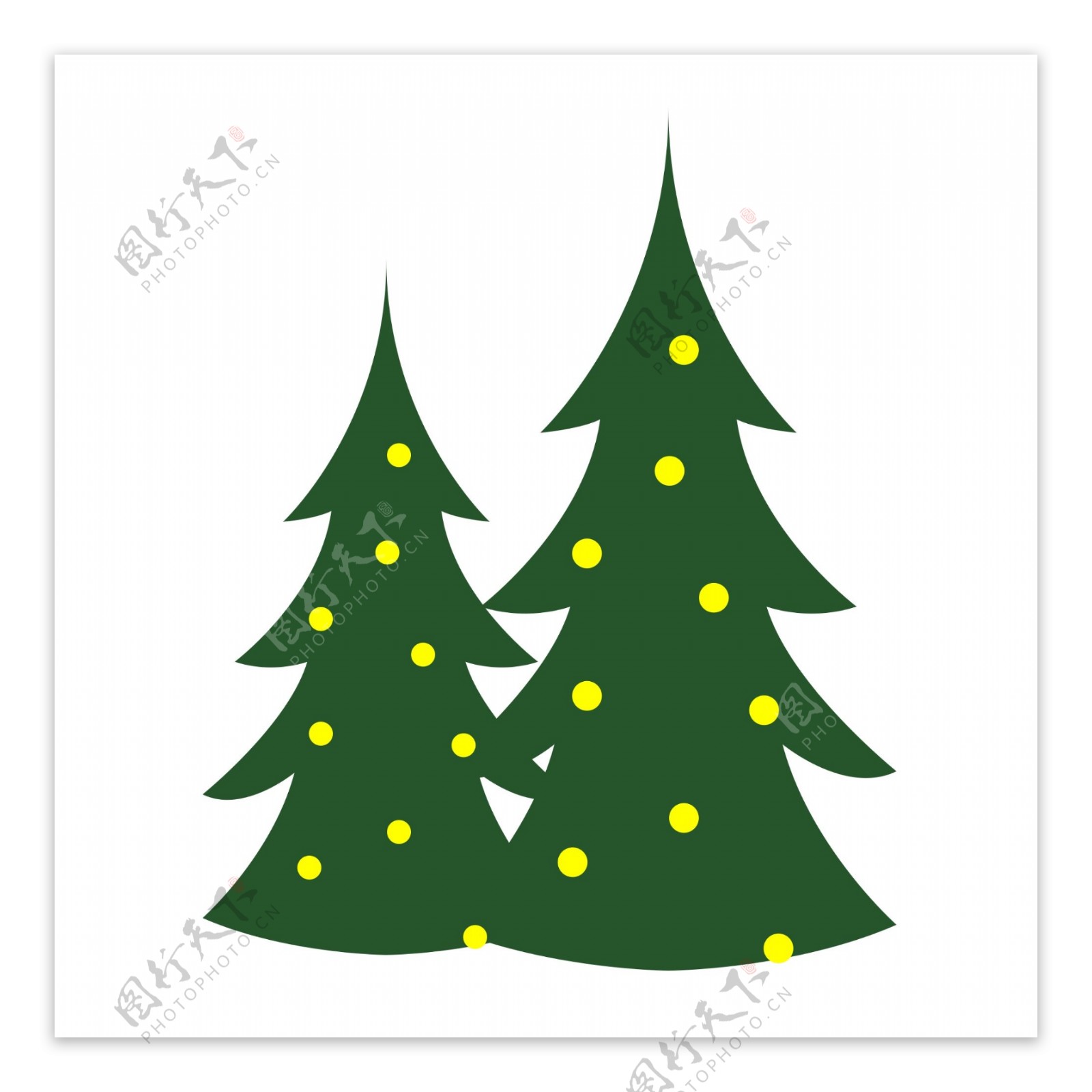 手绘绿色圣诞树卡通透明素材