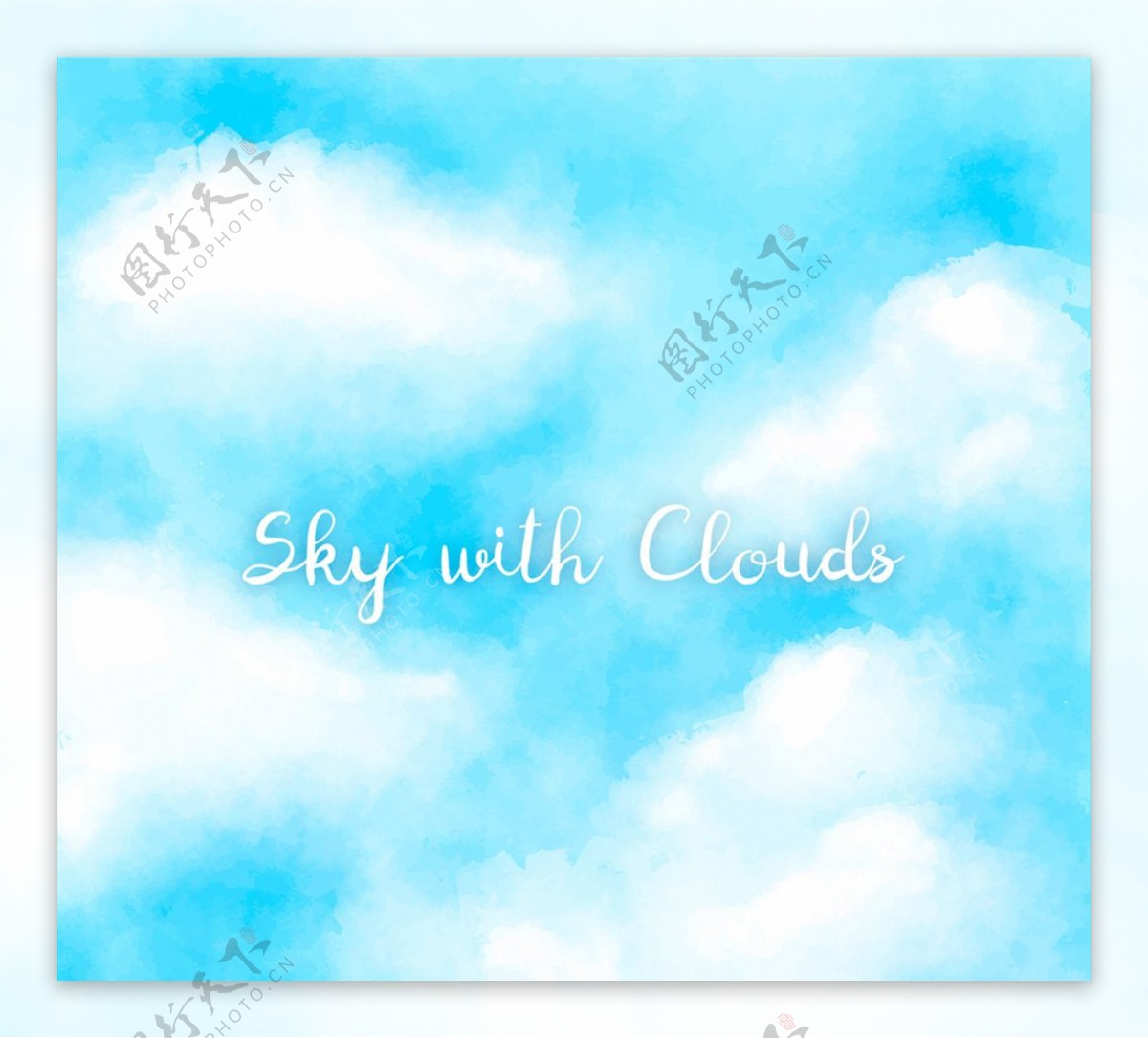 彩绘蓝天白淡云风景设计