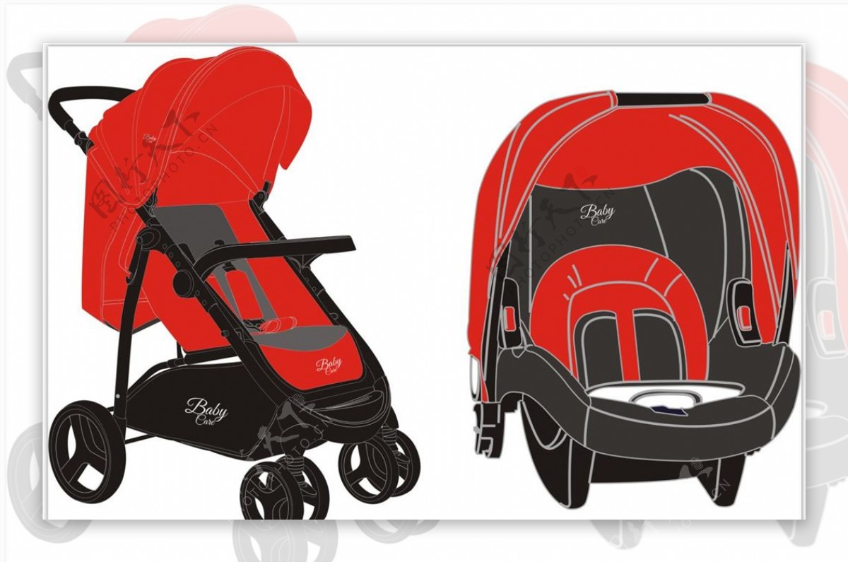 婴儿车安全座椅矢量图