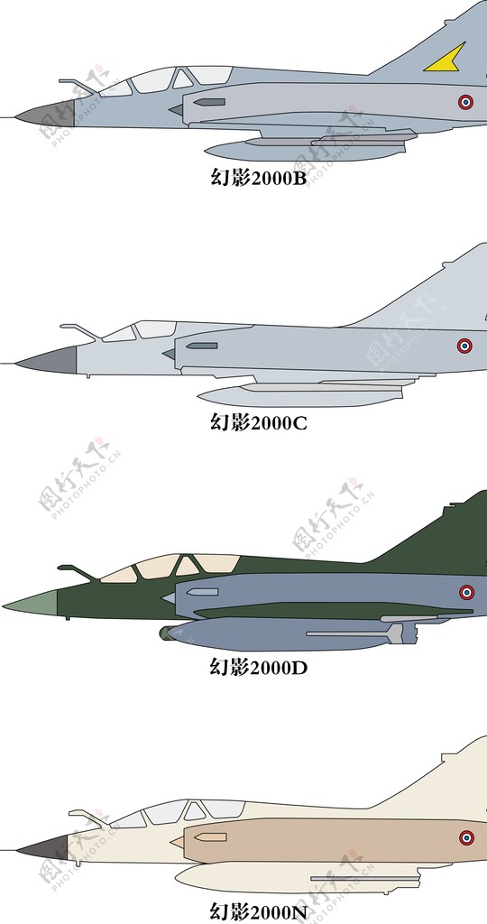 幻影2000系列彩色矢量侧视图