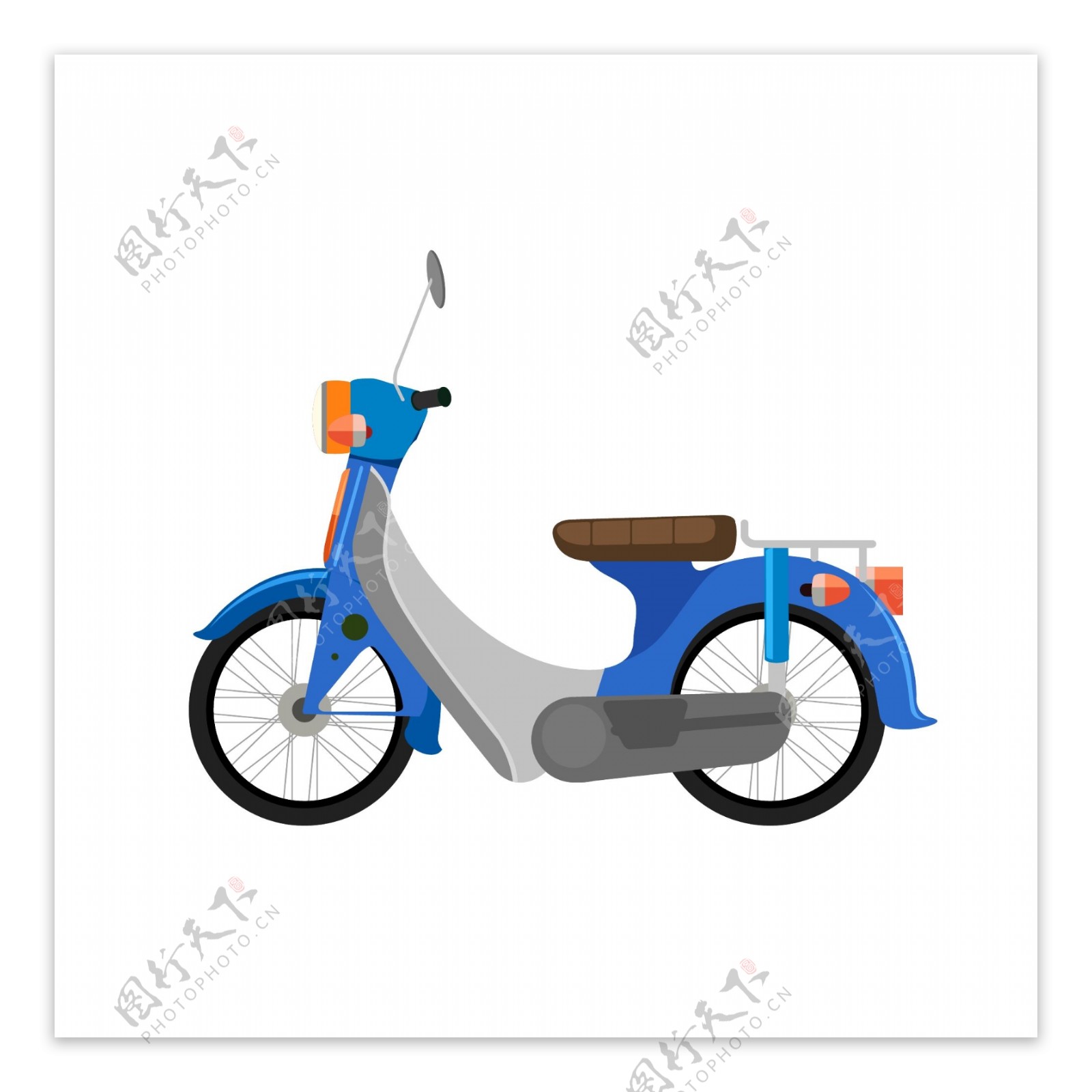 摩托车蓝色矢量元素卡通