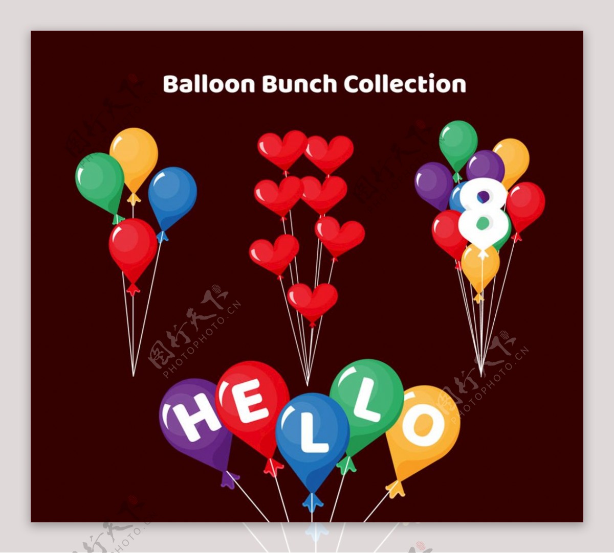4款创意气球束矢量素材
