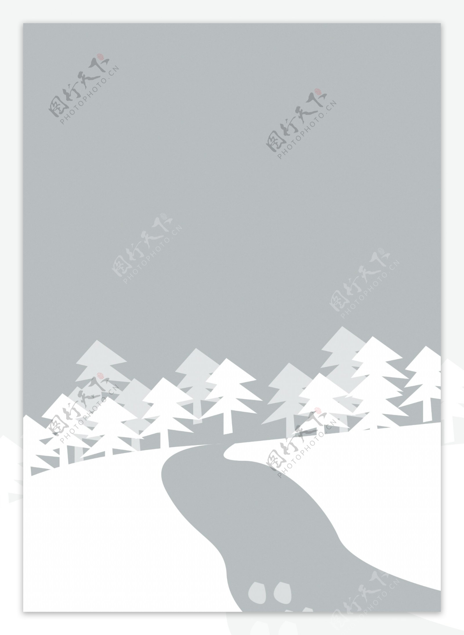 剪纸风冬季雪景背景设计