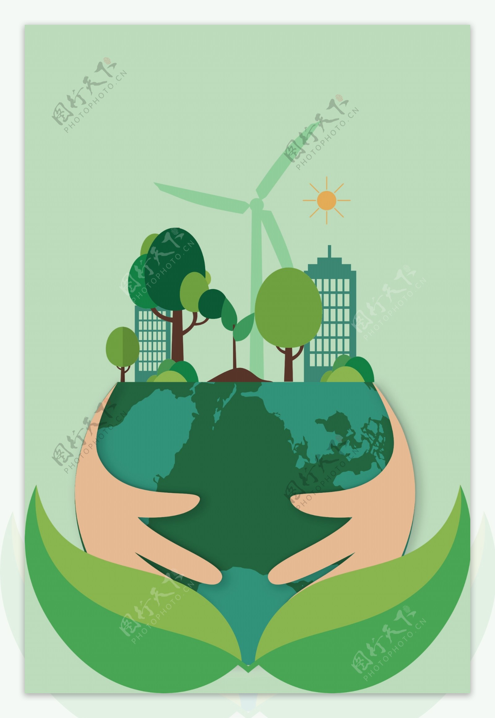 植树节绿色地球海报背景