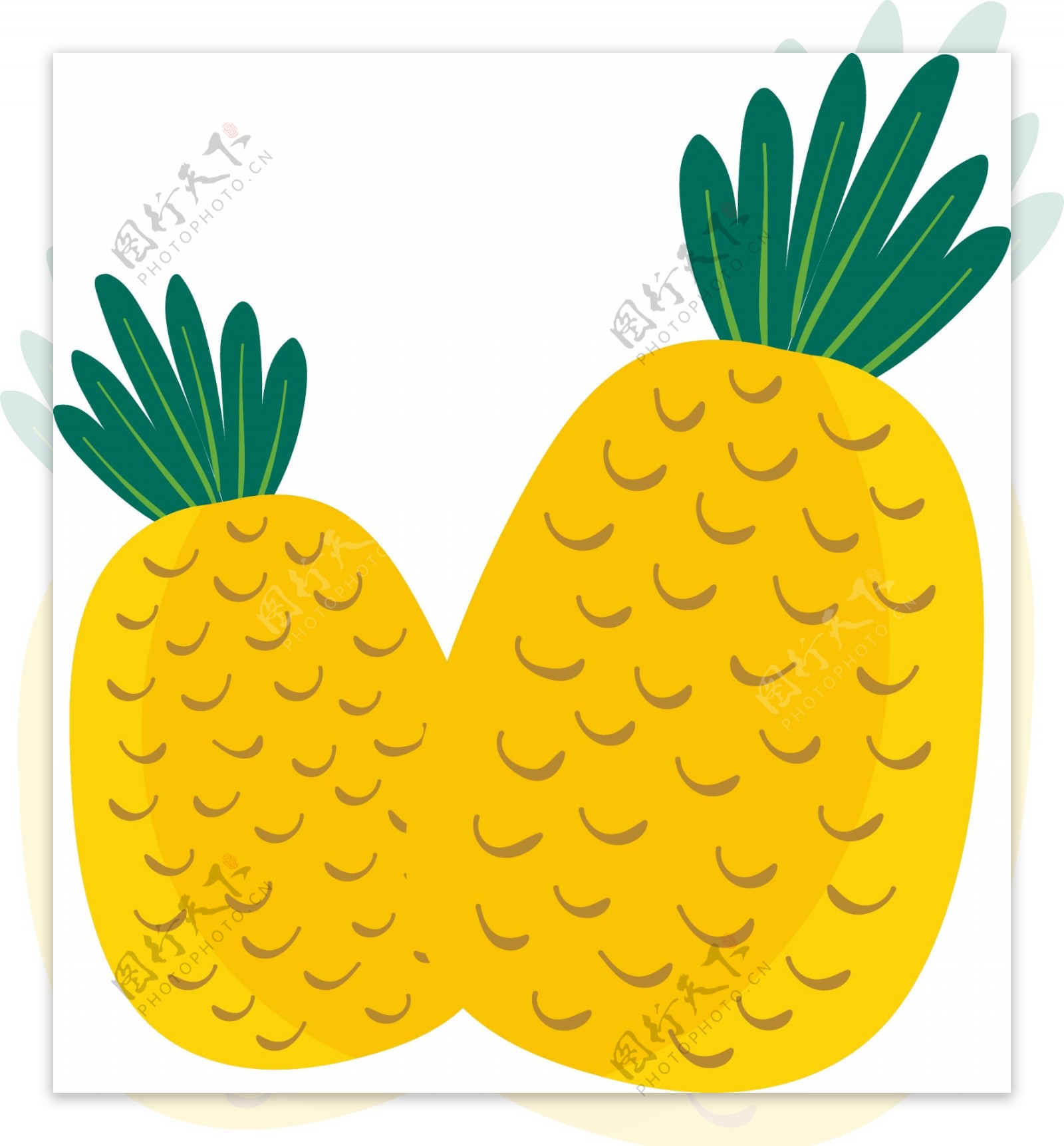 水果菠萝凤梨黄色矢量元素