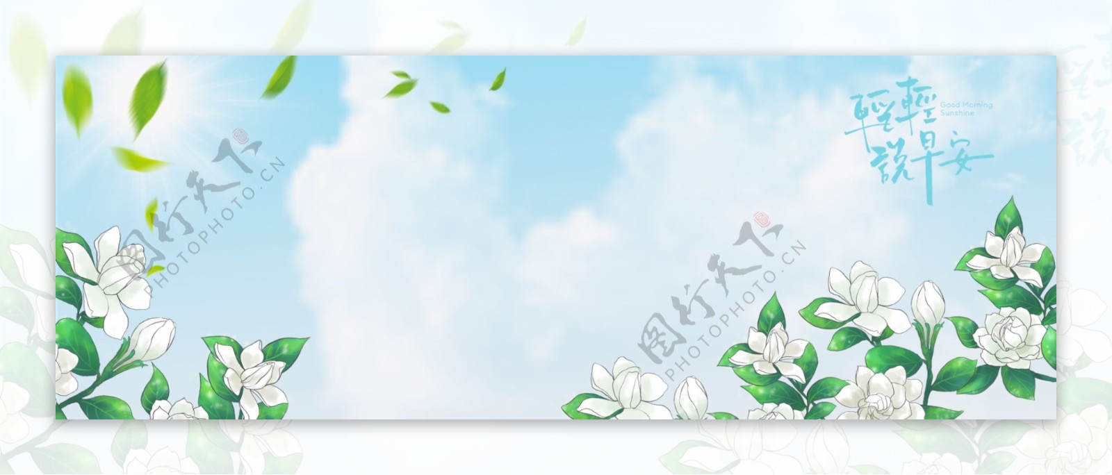 清新问候蓝天植物banner