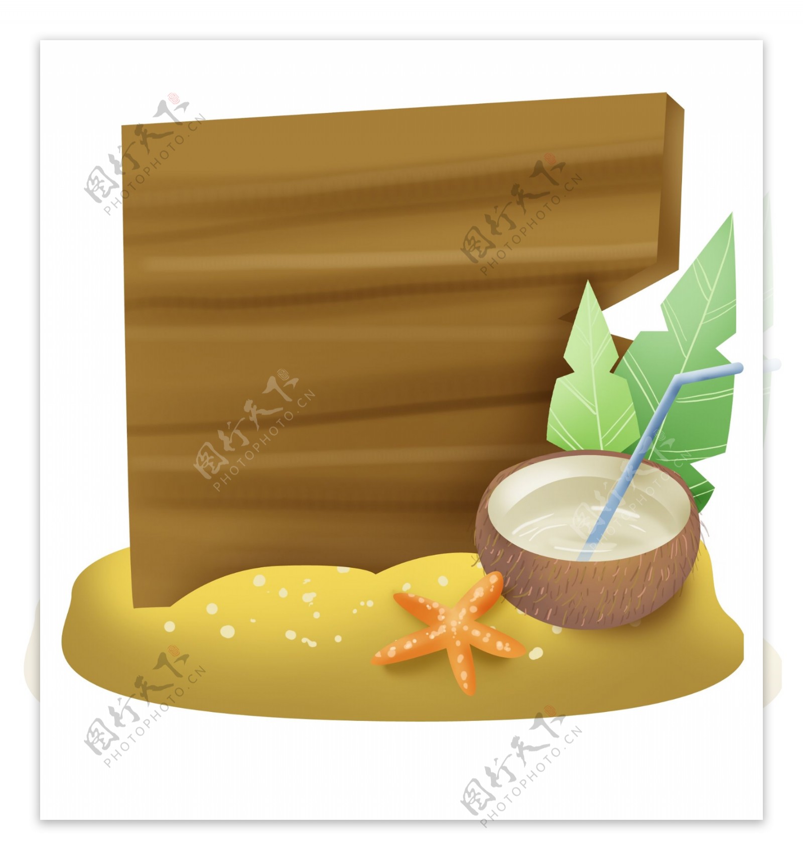 椰子汁木板标题框