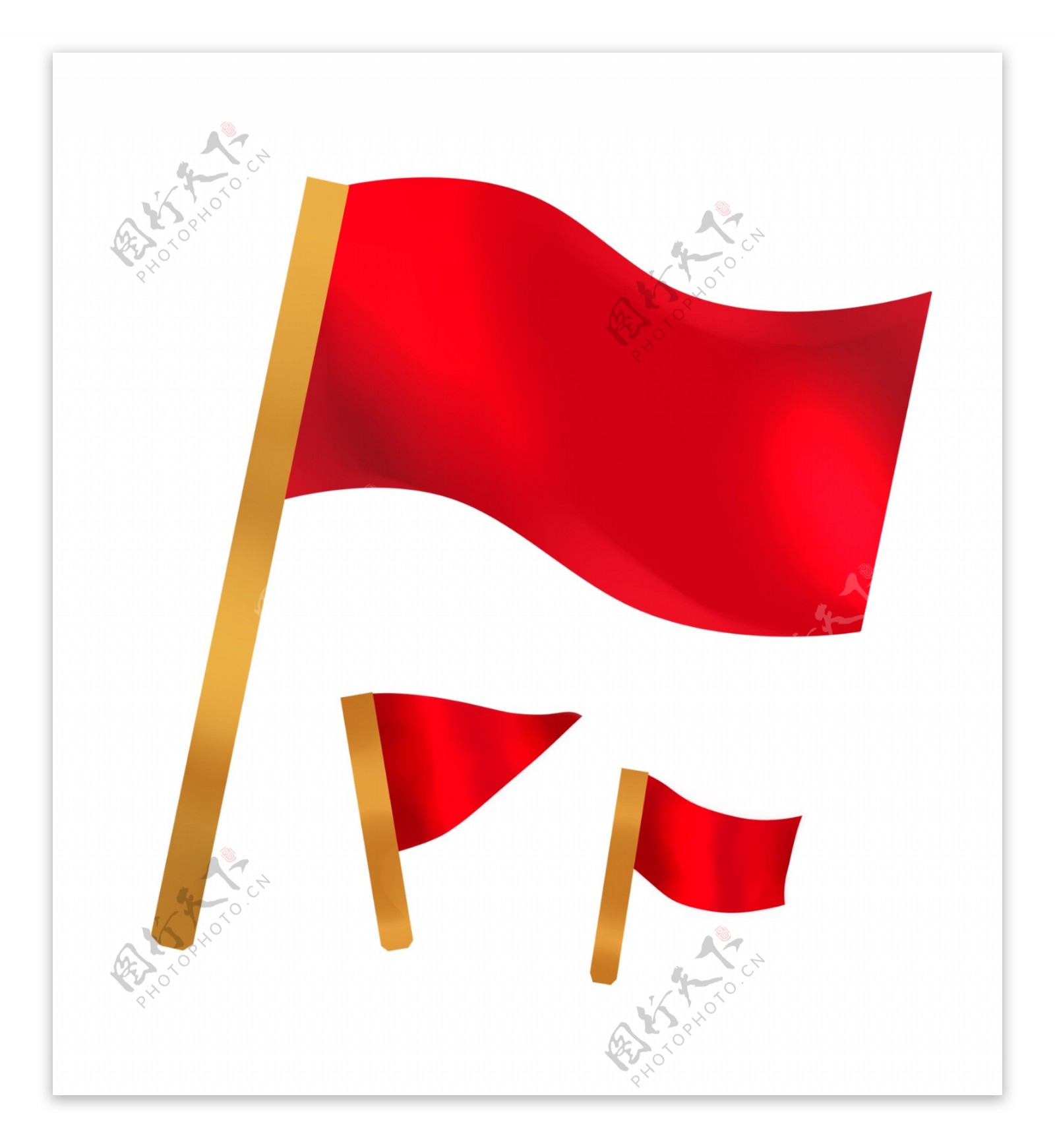 立体红色旗帜插画