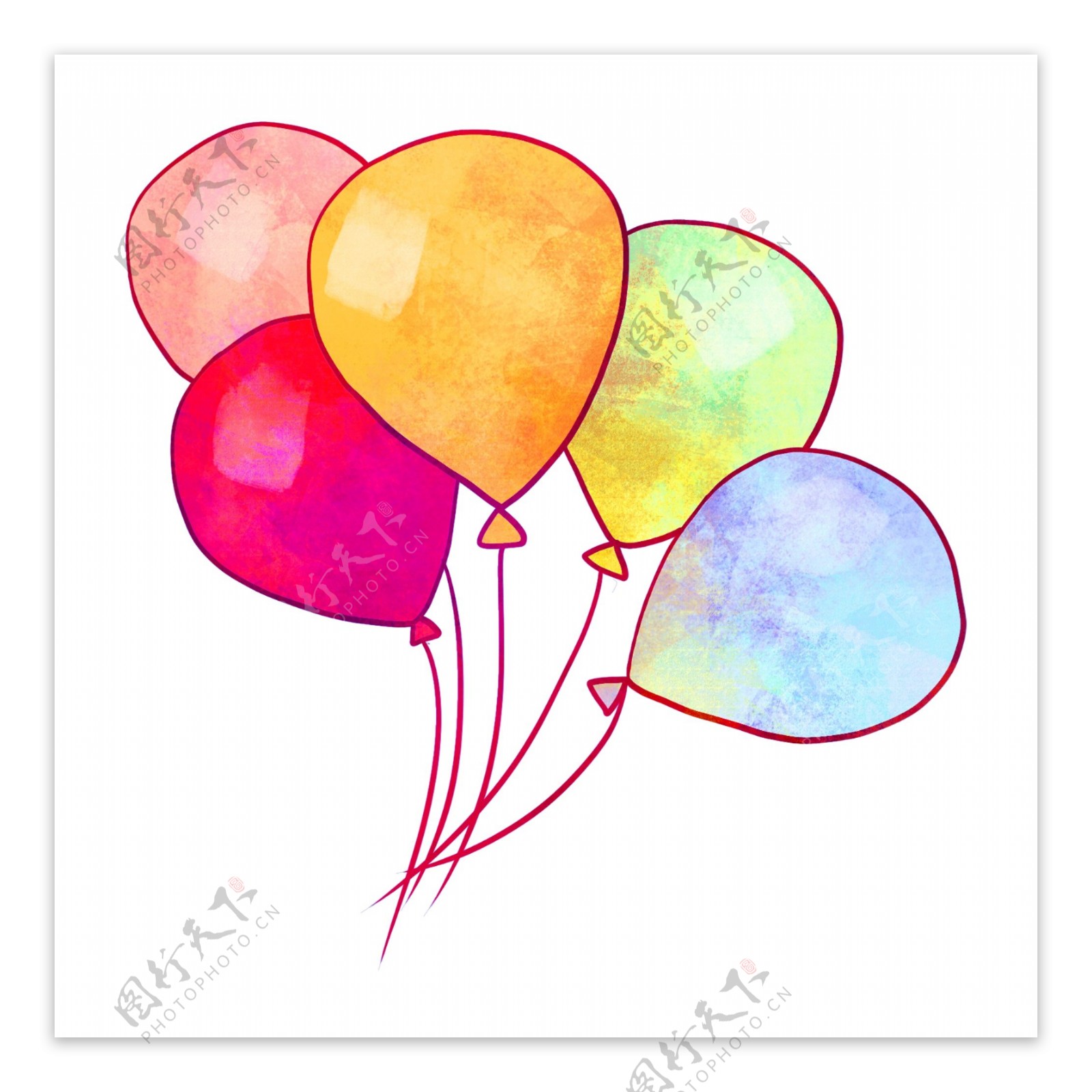 彩色圆形气球插画