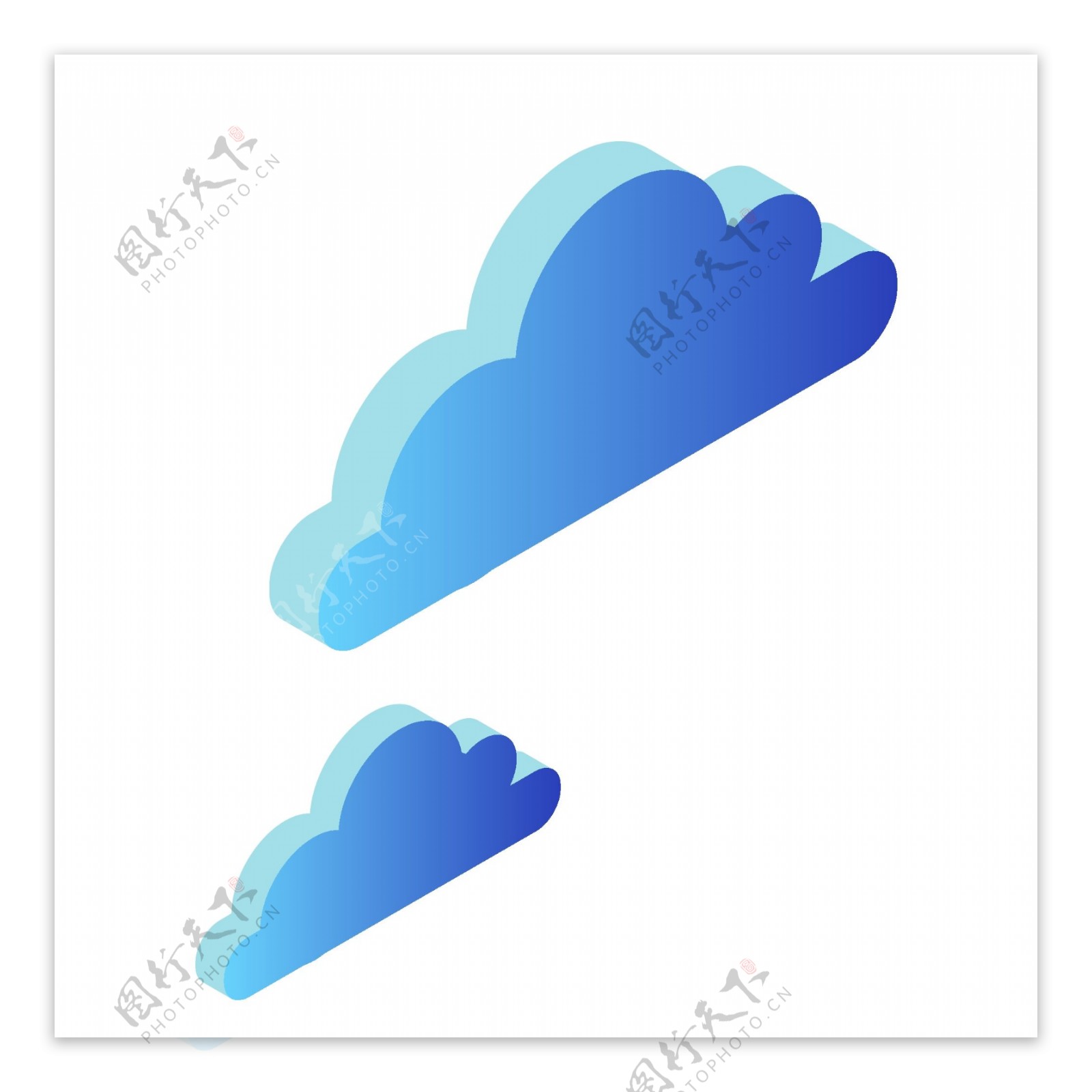 蓝色圆弧创意白云漂浮元素