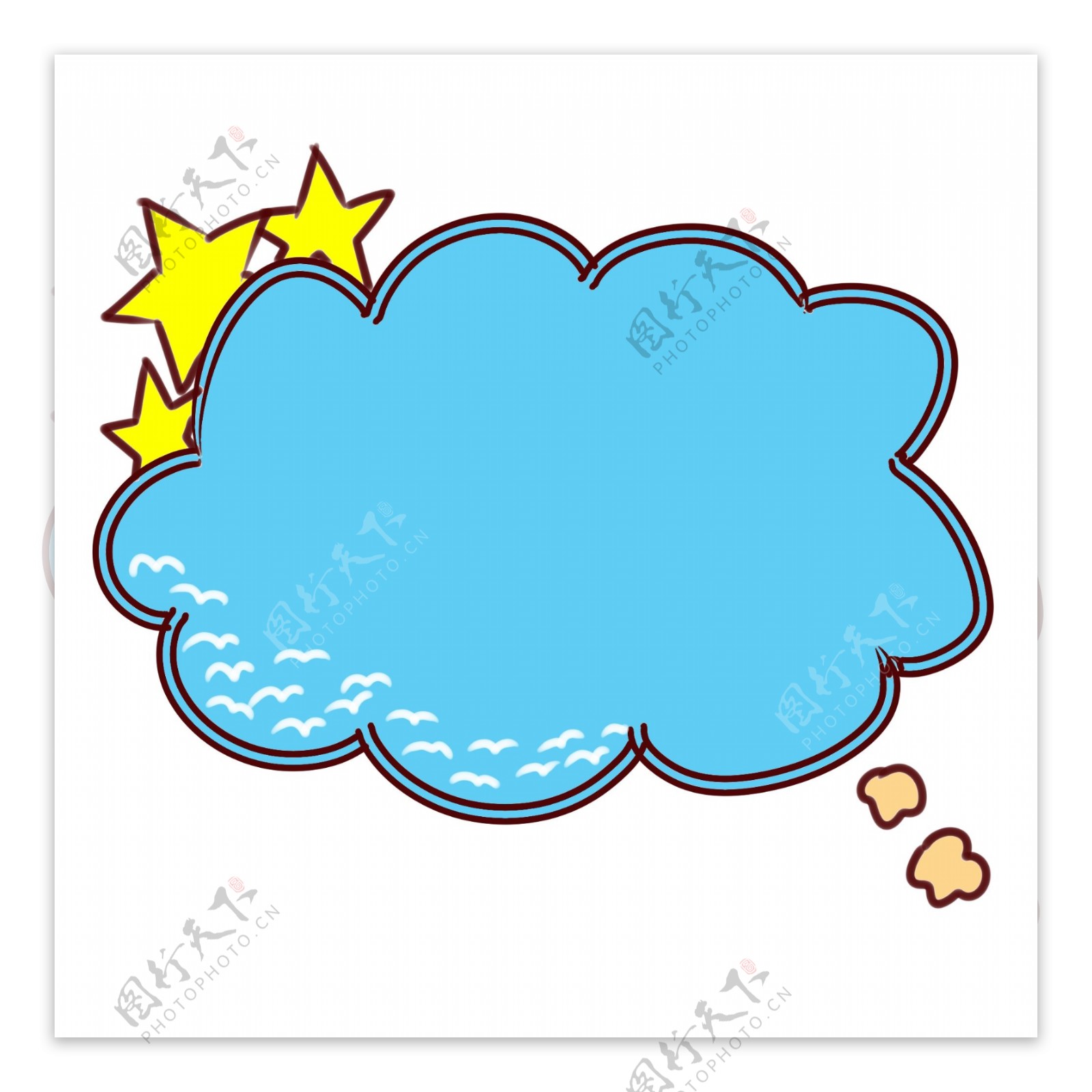海鸥云朵气泡框插图