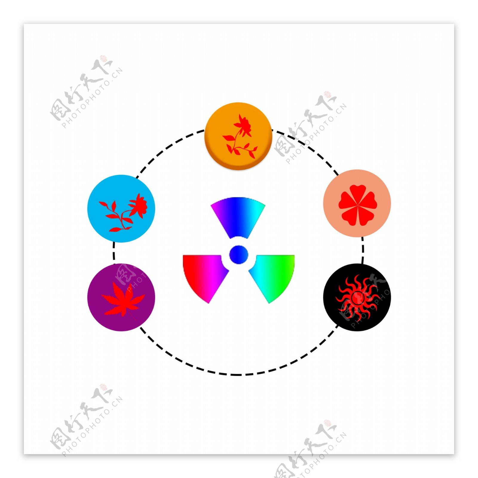创意彩色圆圈PPT图标