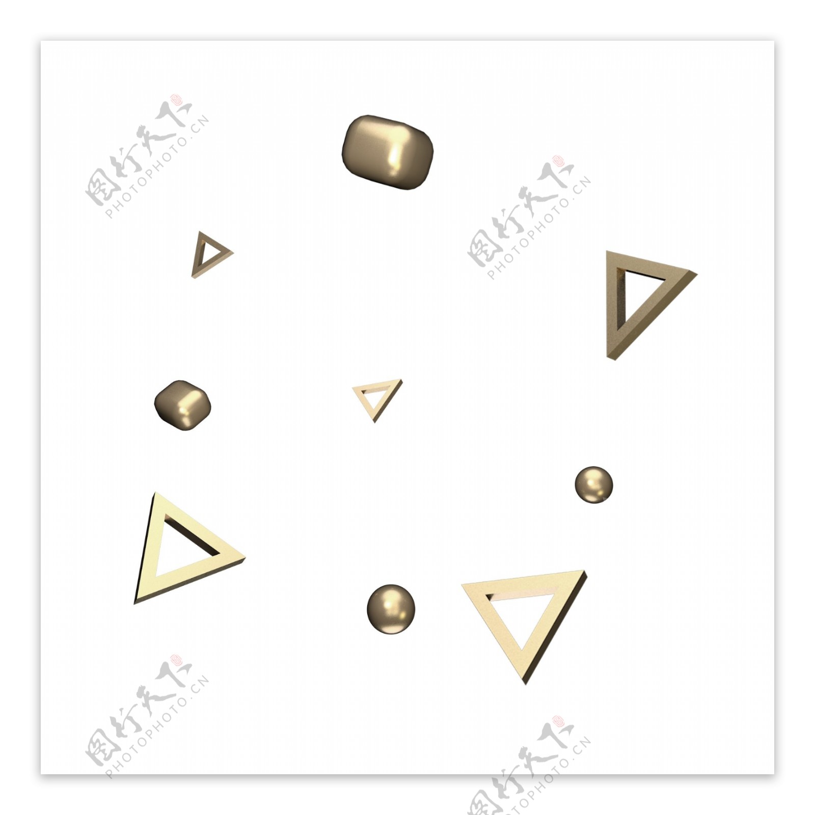 立体创意金色三角形C4D装饰