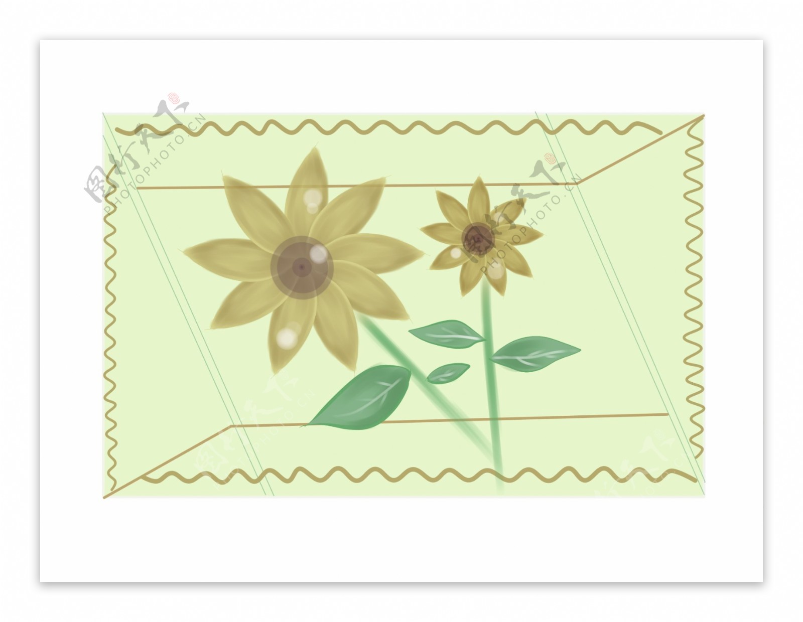 漂亮花朵卡通邮票