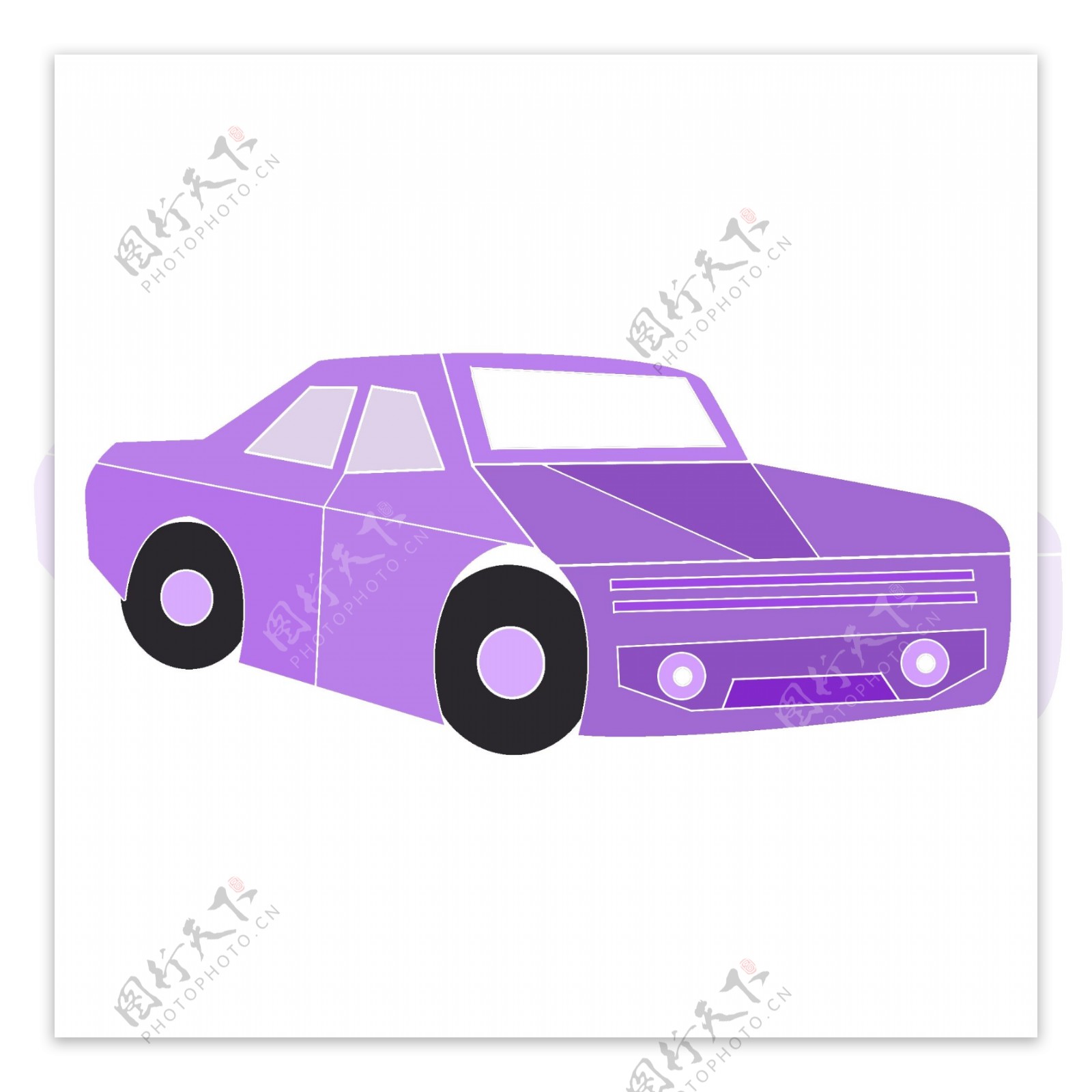 紫色卡通小轿车