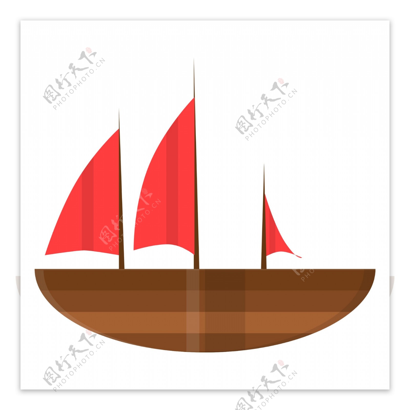 红色旗帜帆船工具