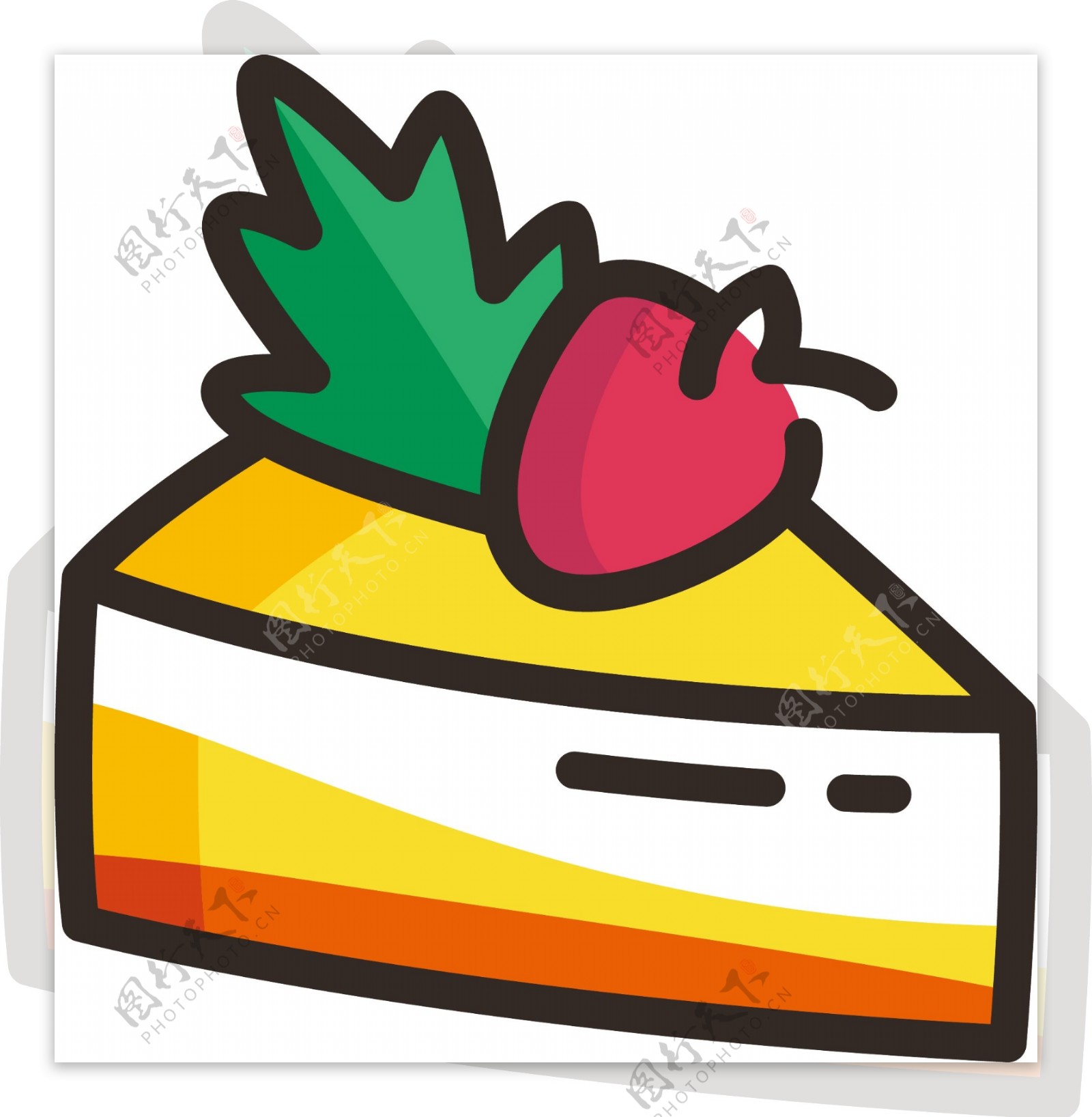 卡通三角水果蛋糕免扣图