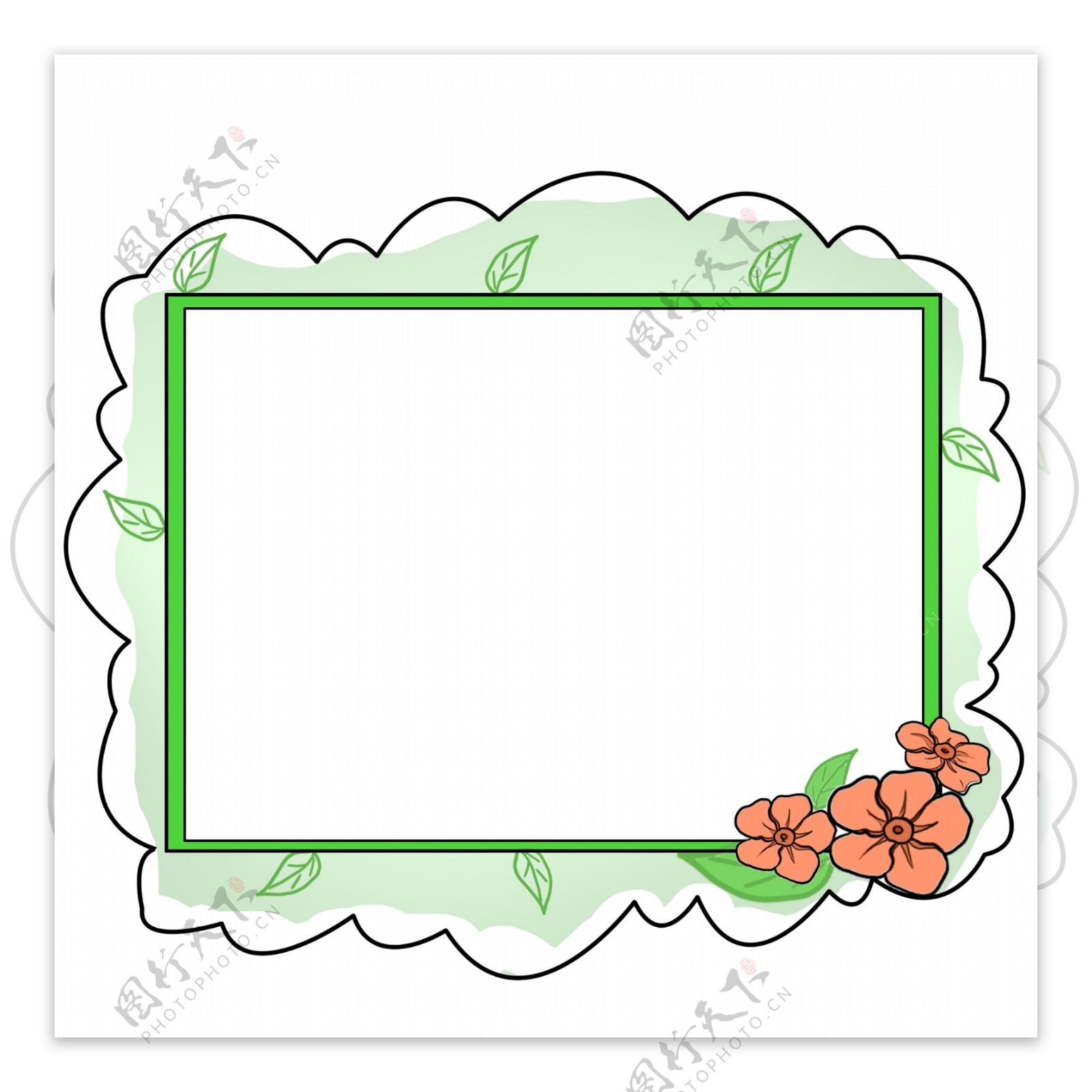 绿色的花朵的边框