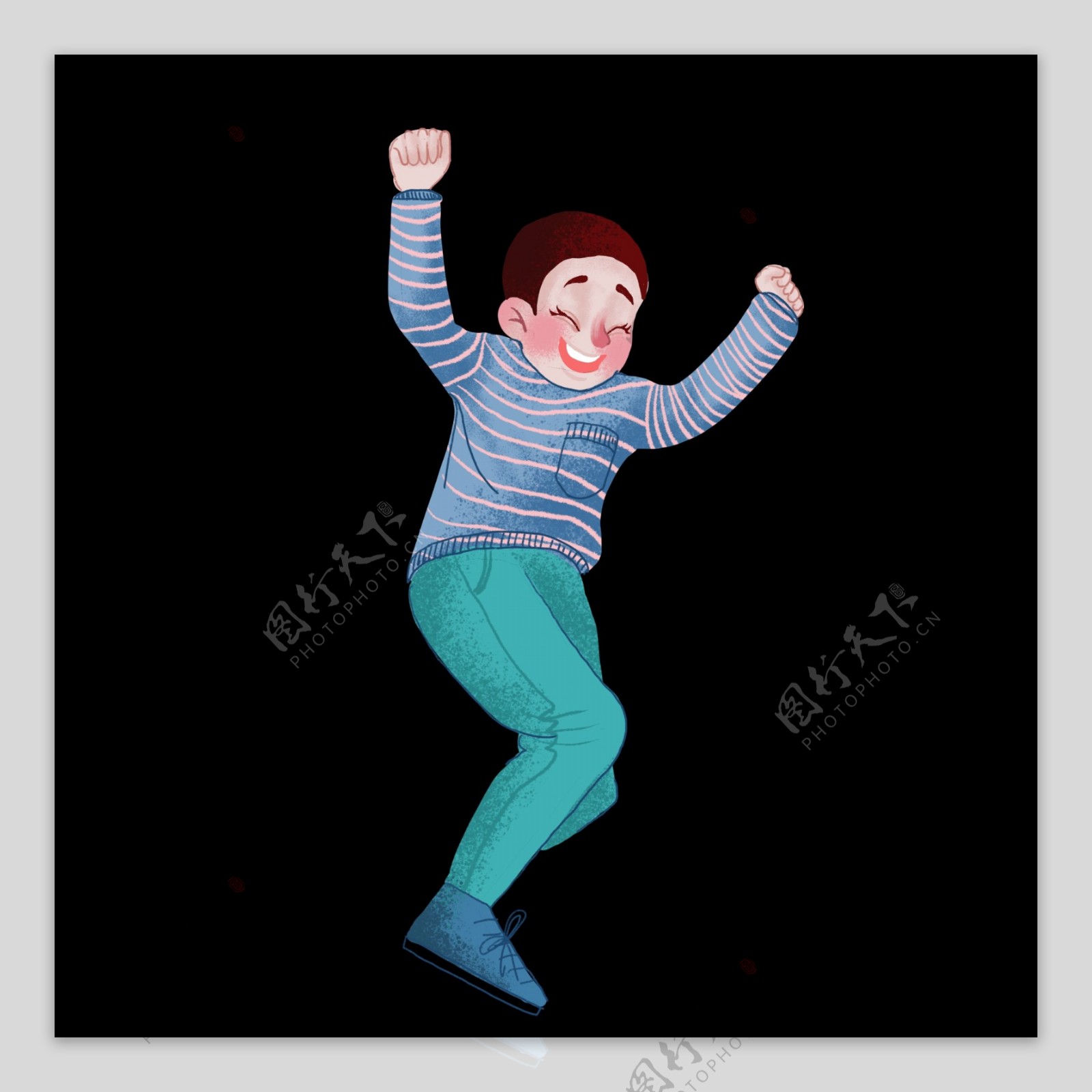 儿童节卡通手绘跳跃男孩