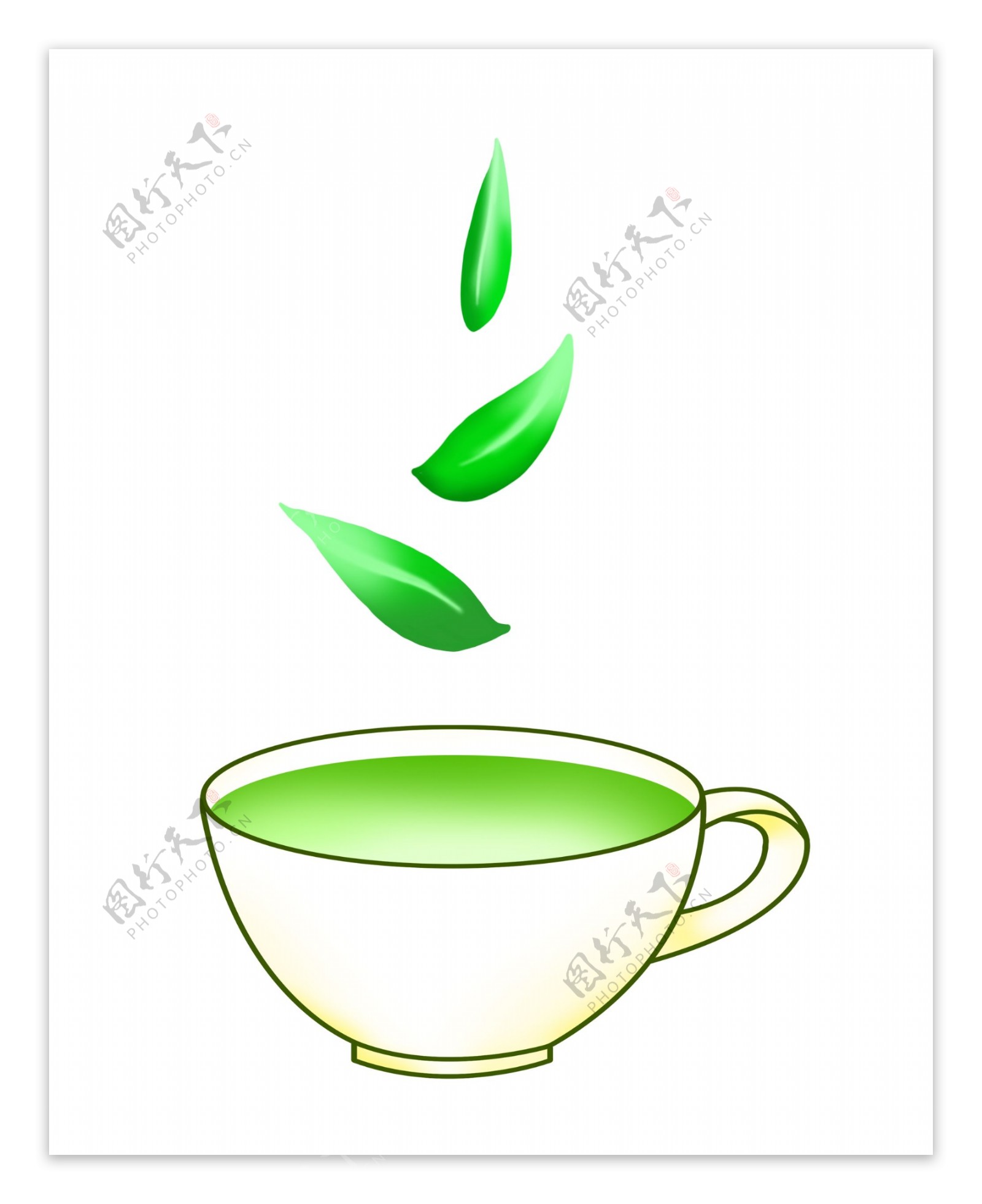 飘落的茶叶绿茶插画