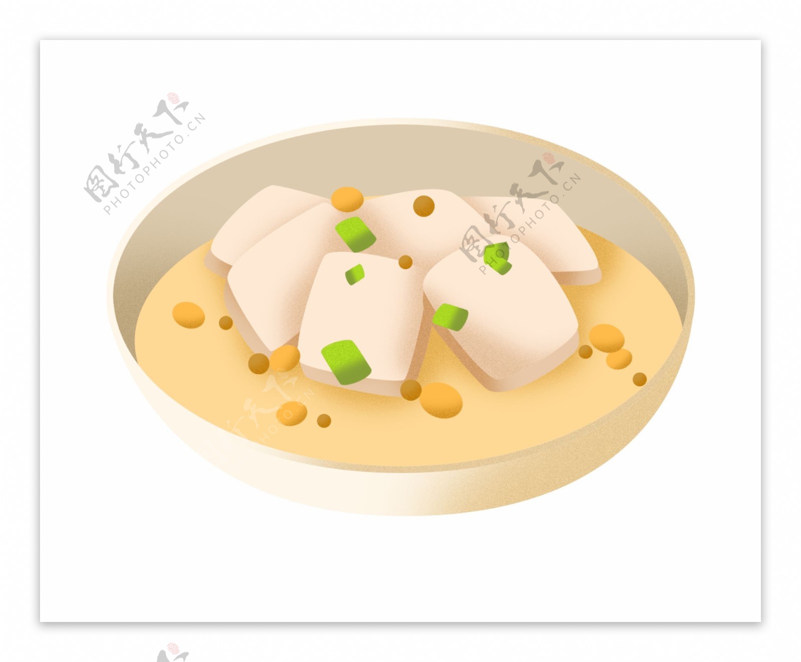 美味的小吃豆腐插画
