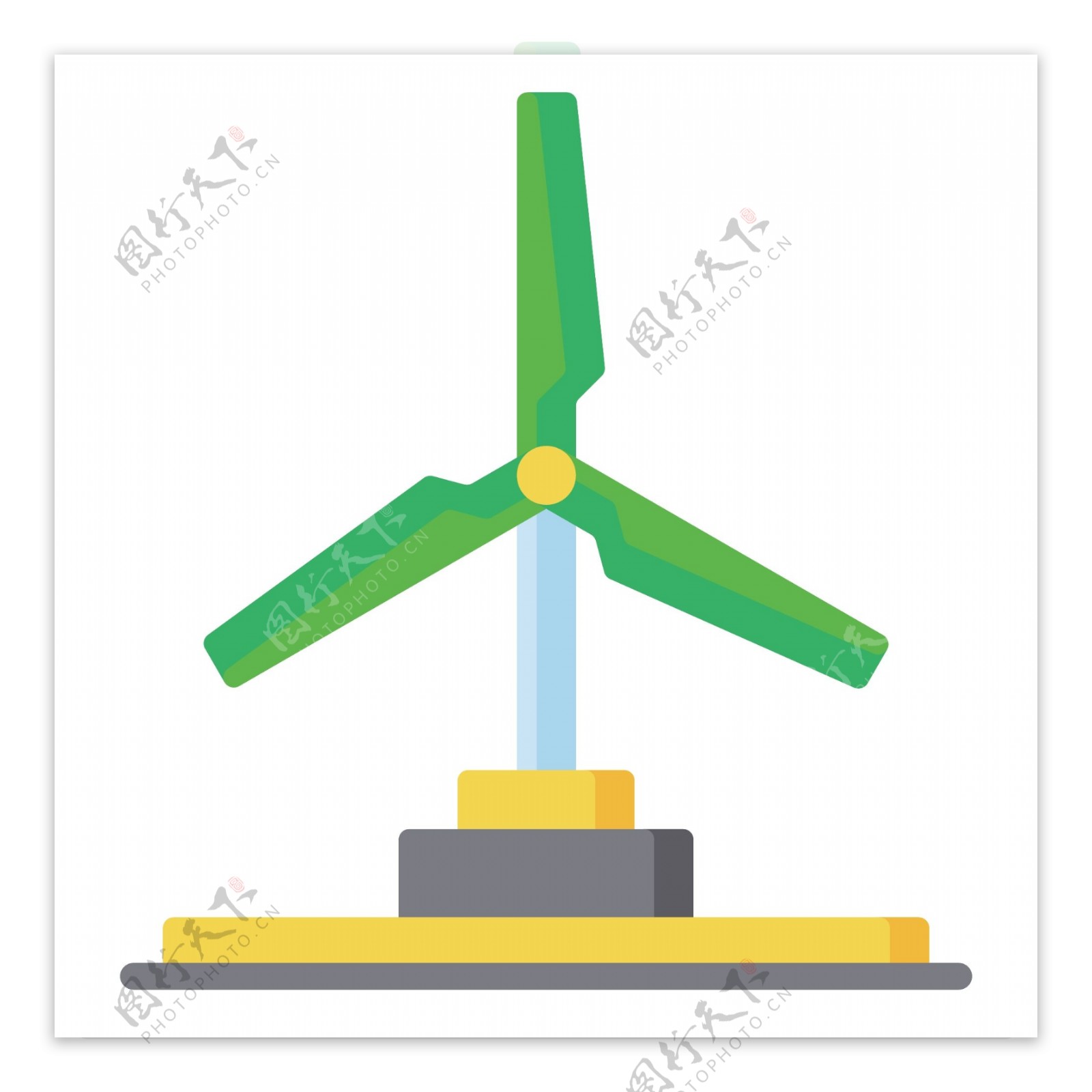 绿色的风车环保插画