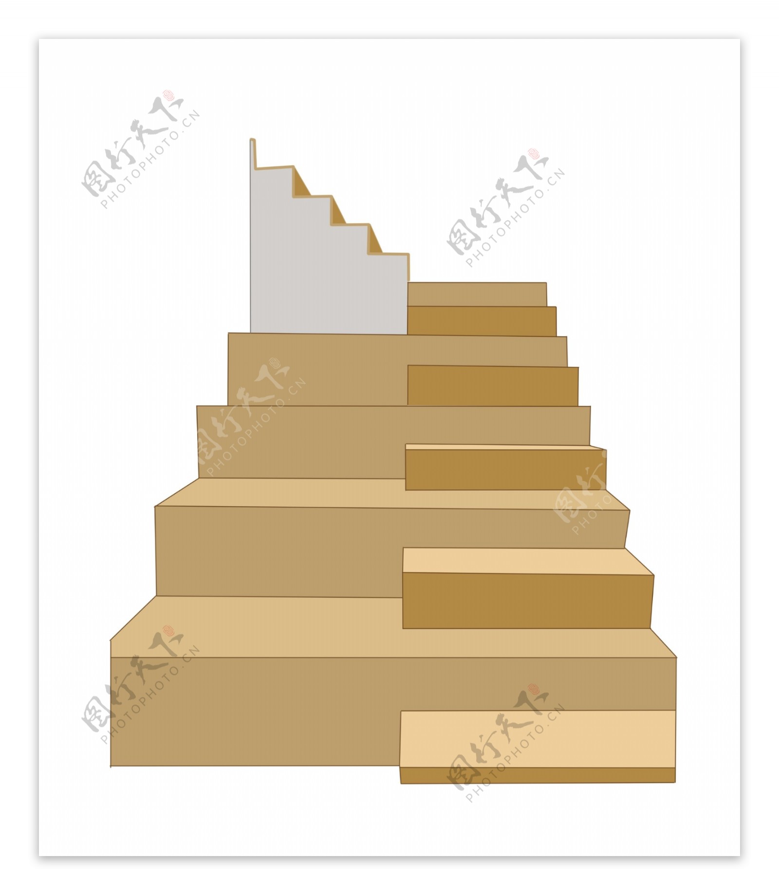 棕色立体楼梯插画