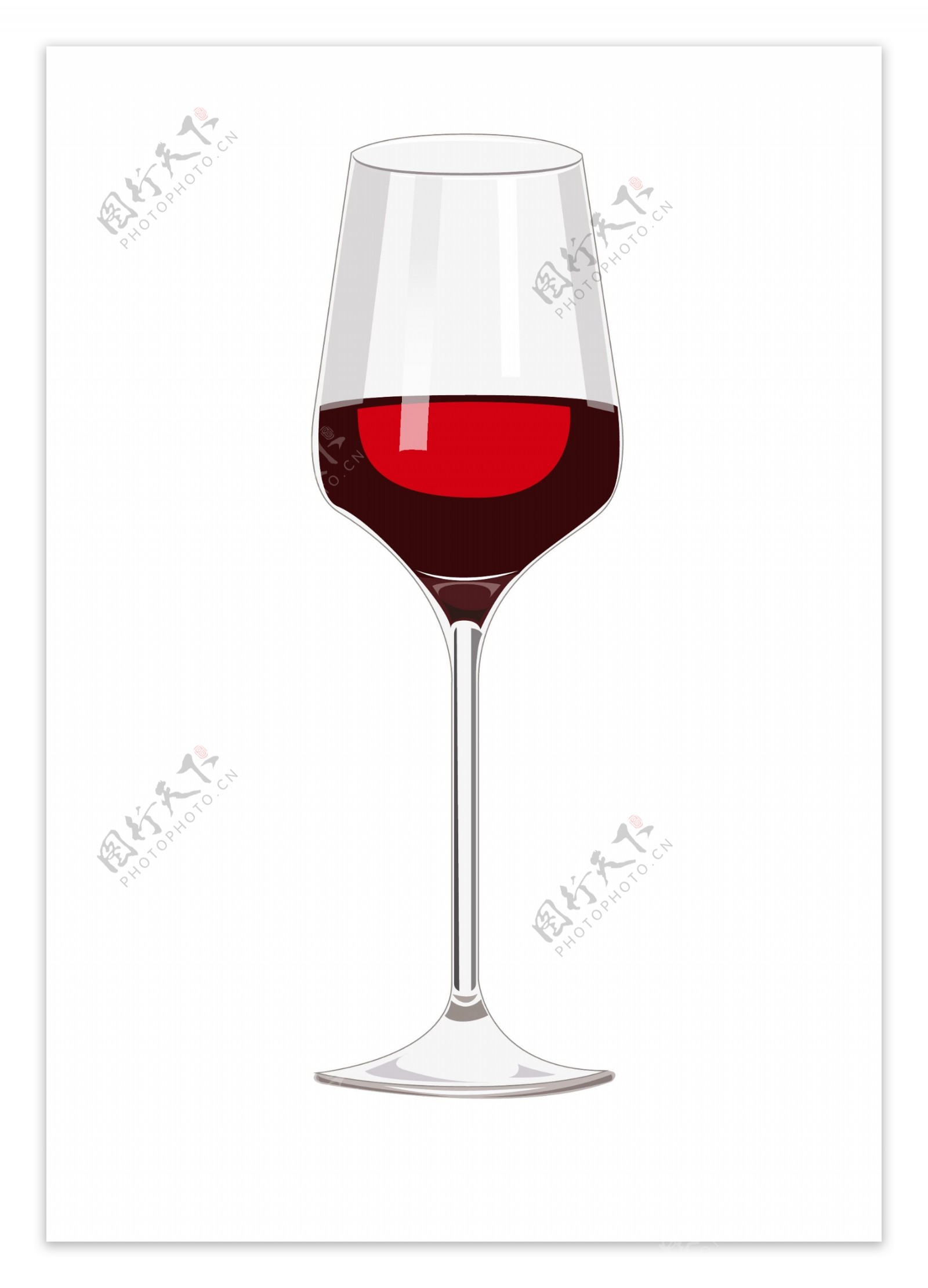 一杯红酒和酒杯插画