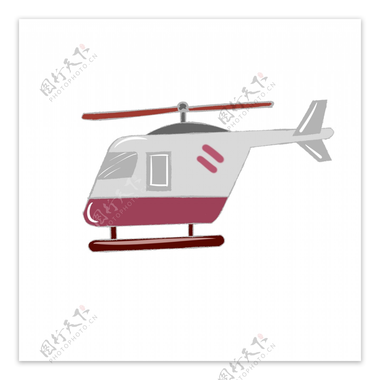 红色直升飞机插画